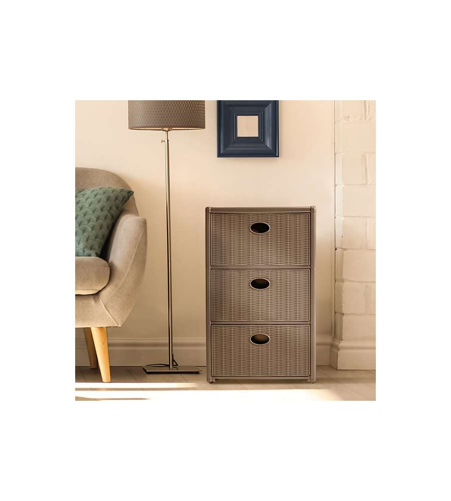 Úložný plastový regál Elegance, 3 zásuvky, šedý Furniture color gray