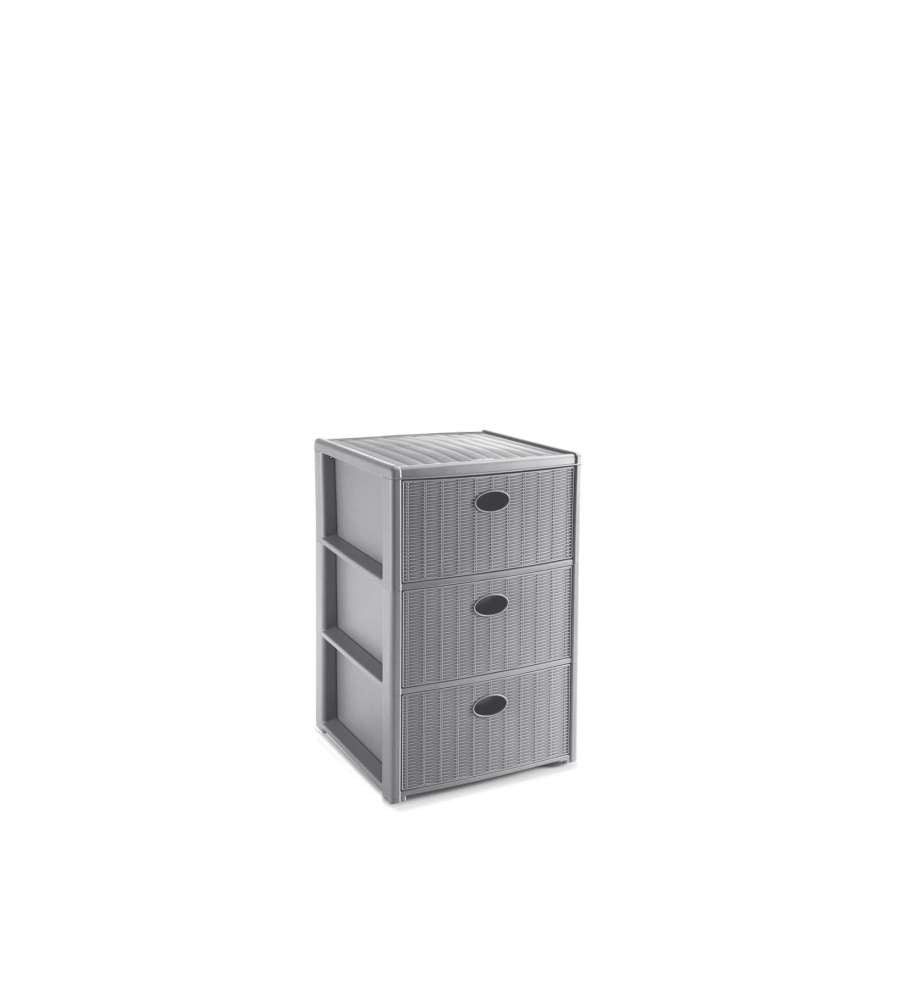 Úložný plastový regál Elegance, 3 zásuvky, šedý Packaging status original