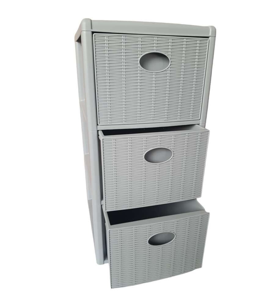 Úložný plastový regál Elegance Slim, 3 zásuvky, šedý Furniture color gray