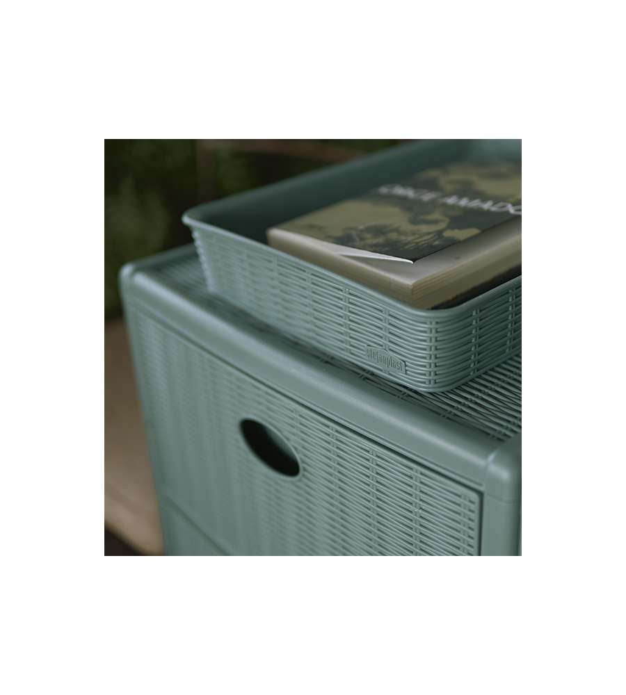 Úložný plastový regál Slim z recyklovaného plastu, 4 zásuvky Furniture color green