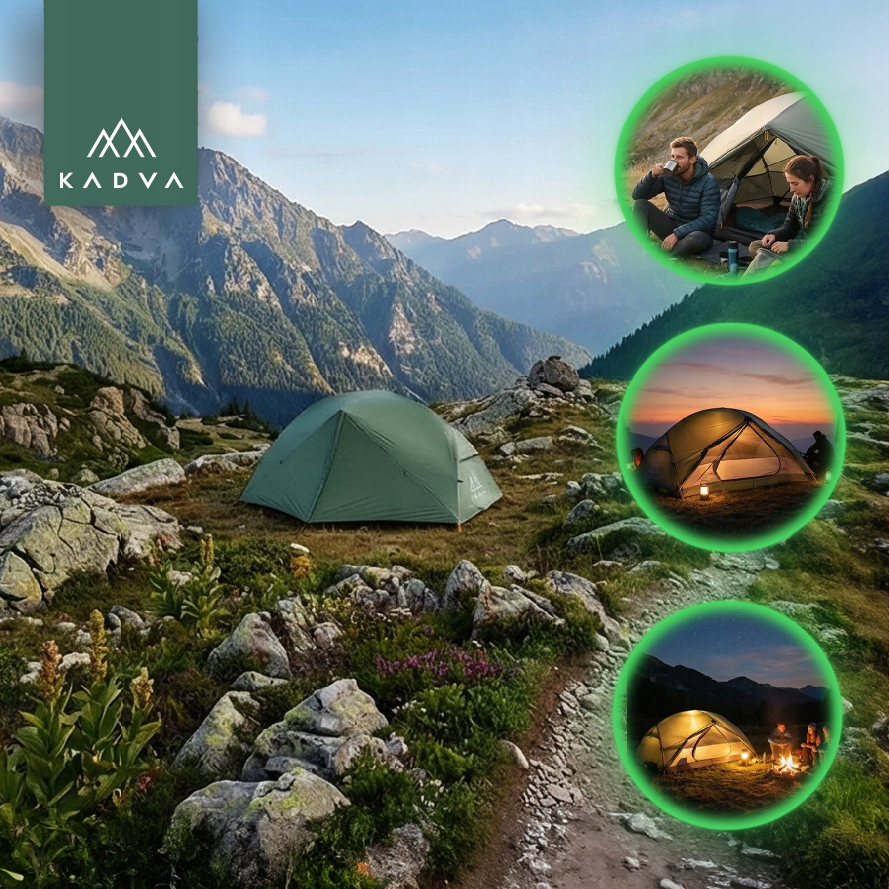 Ultralight trekking tent 2-person KADVA EXPEDIT 2 PRO green OS Model EXPEDIT 2 PRO
