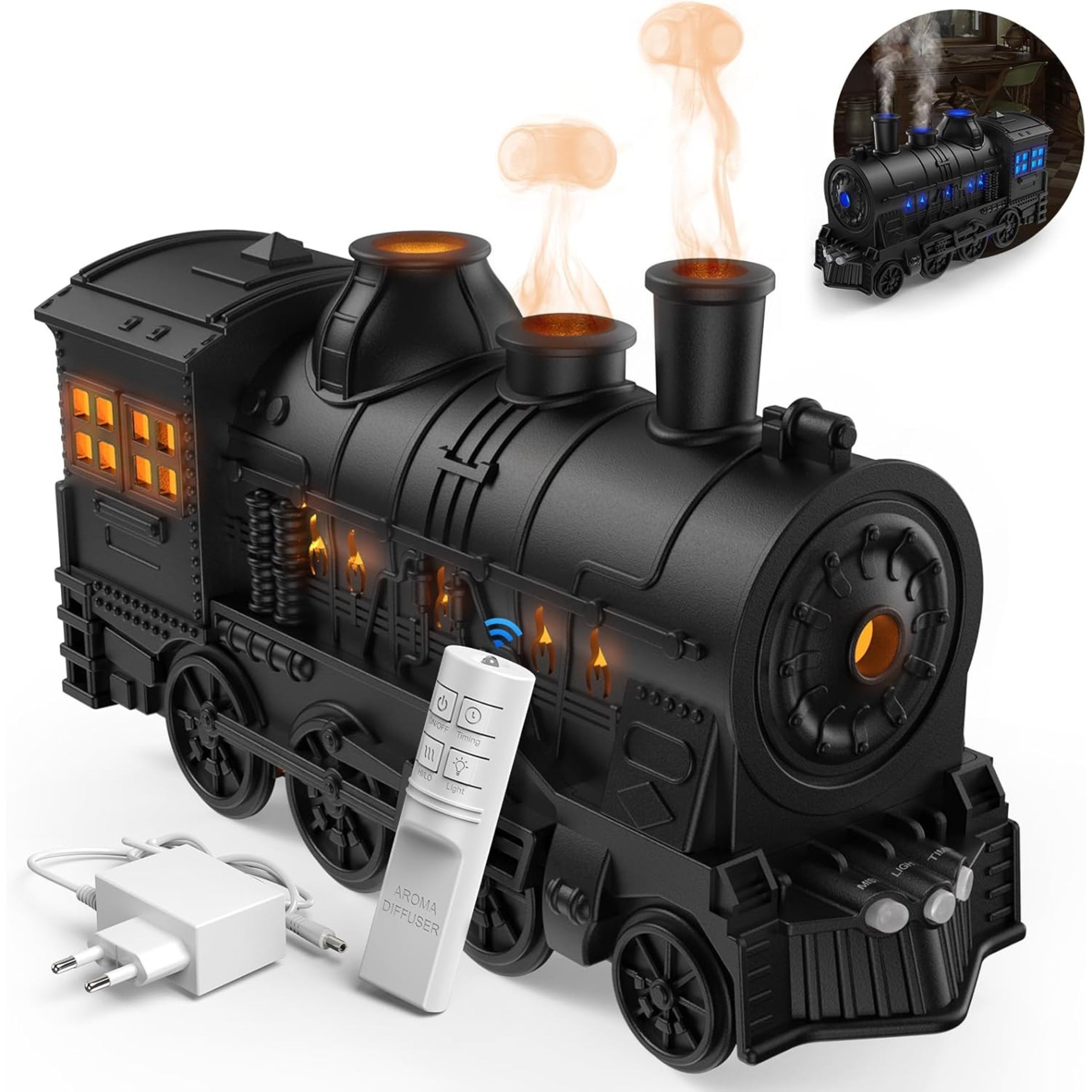 Ultrasonic Air Humidifier Diffuser TRAIN Locomotive with Remote Control 0,3l