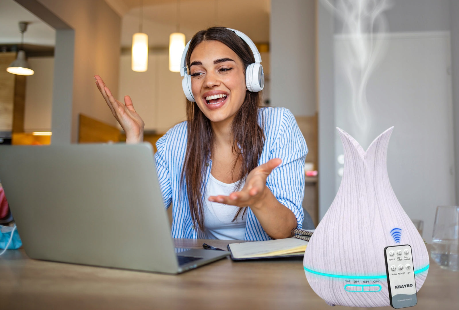 Ultrasonic diffuser Tulip white wood LED aromatherapy for oils Manufacturer code IA_0137