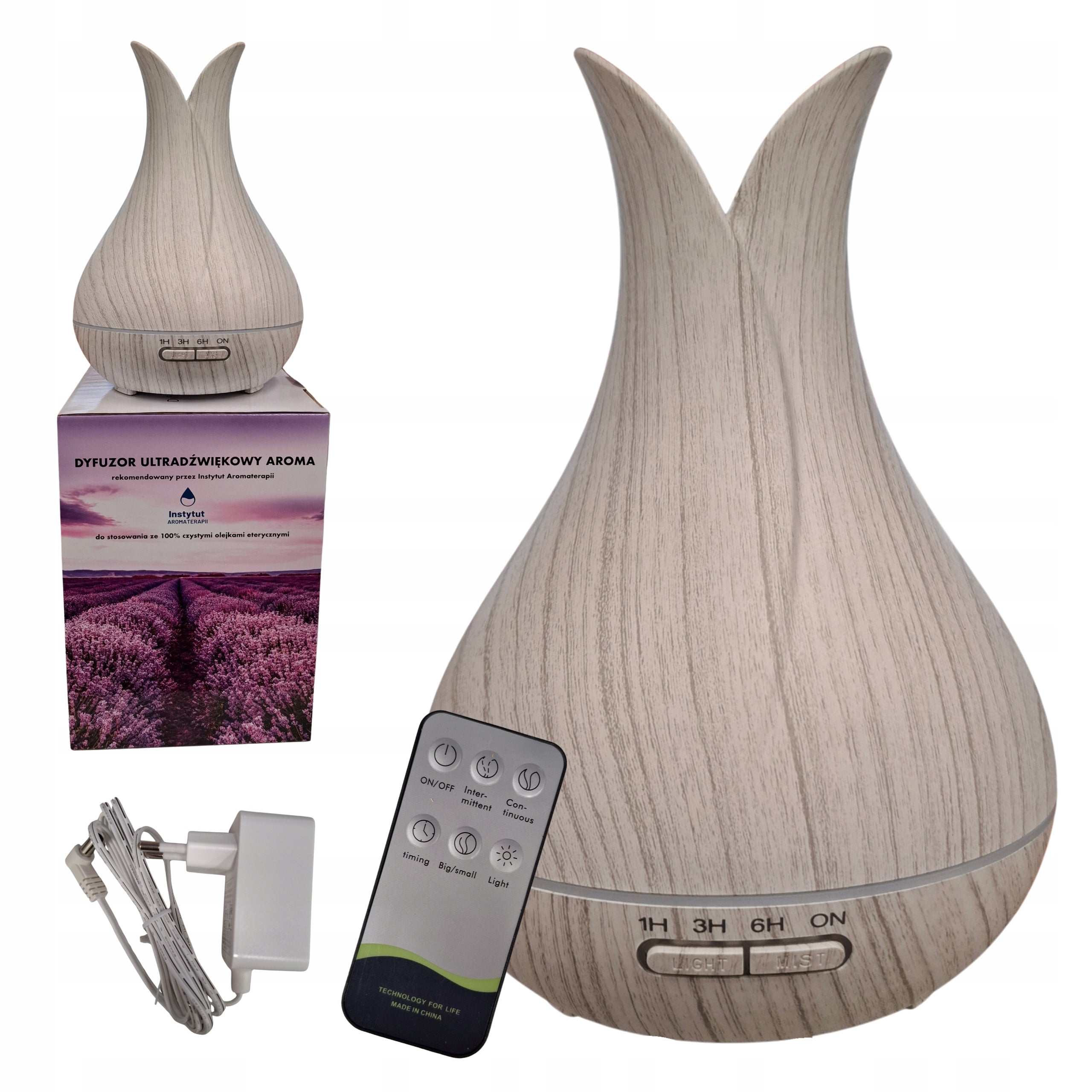 Ultrasonic diffuser Tulip white wood LED aromatherapy for oils