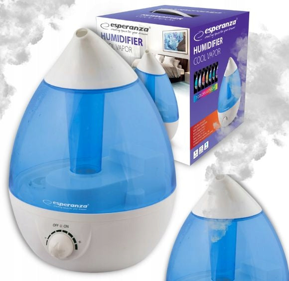 Ultrasonic humidifier small up to 40m2 white 25W 2,6L 7 Colors silent light Filters none