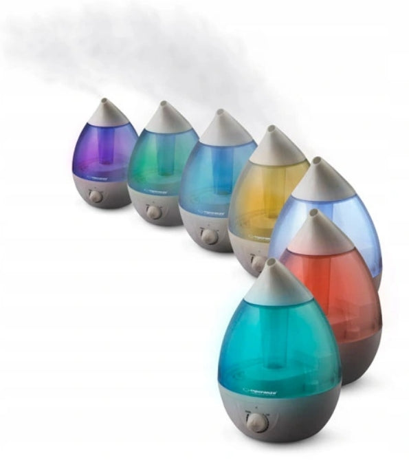 Ultrasonic humidifier small up to 40m2 white 25W 2,6L 7 Colors silent light