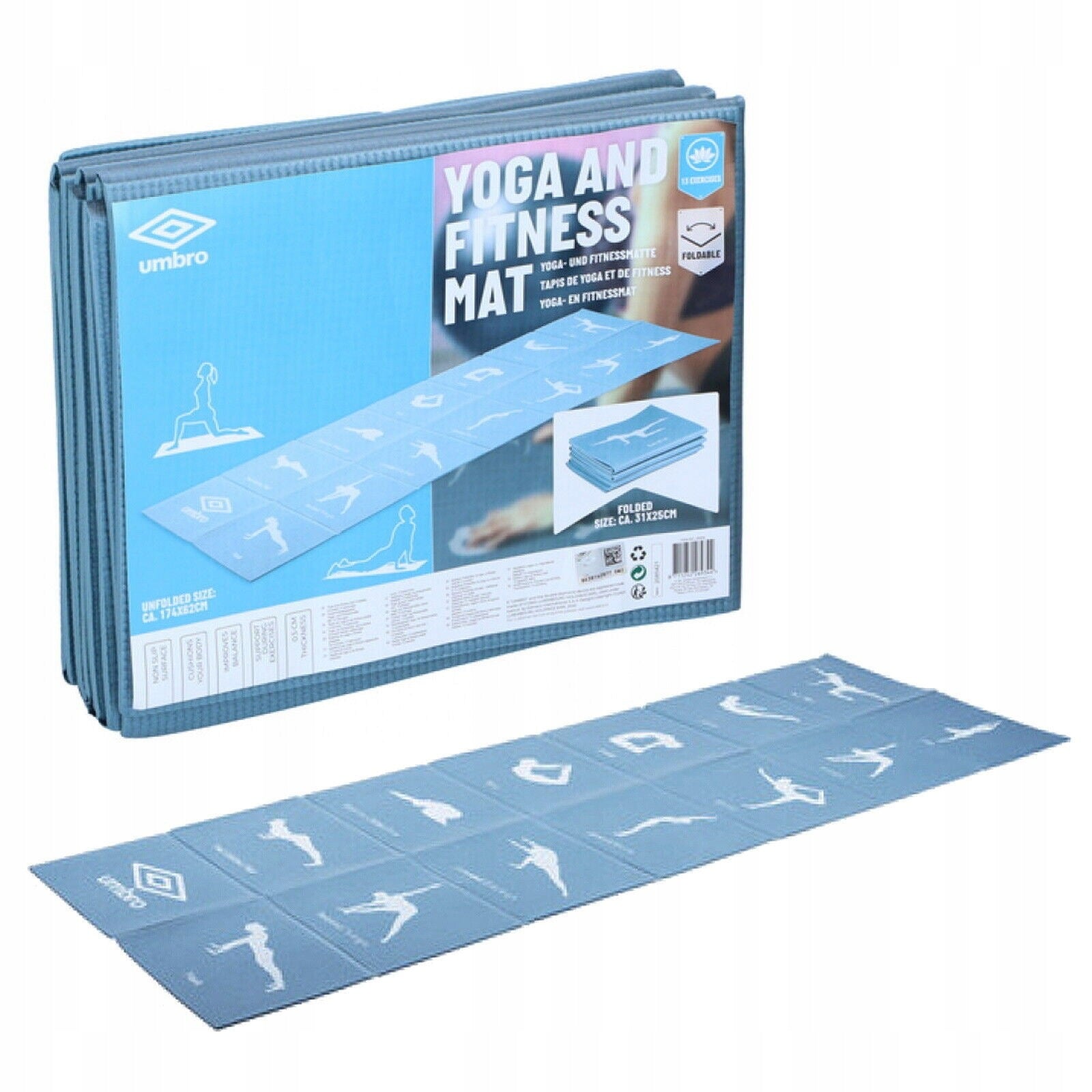 Umbro folding yoga exercise mat 173 x 6 1cm