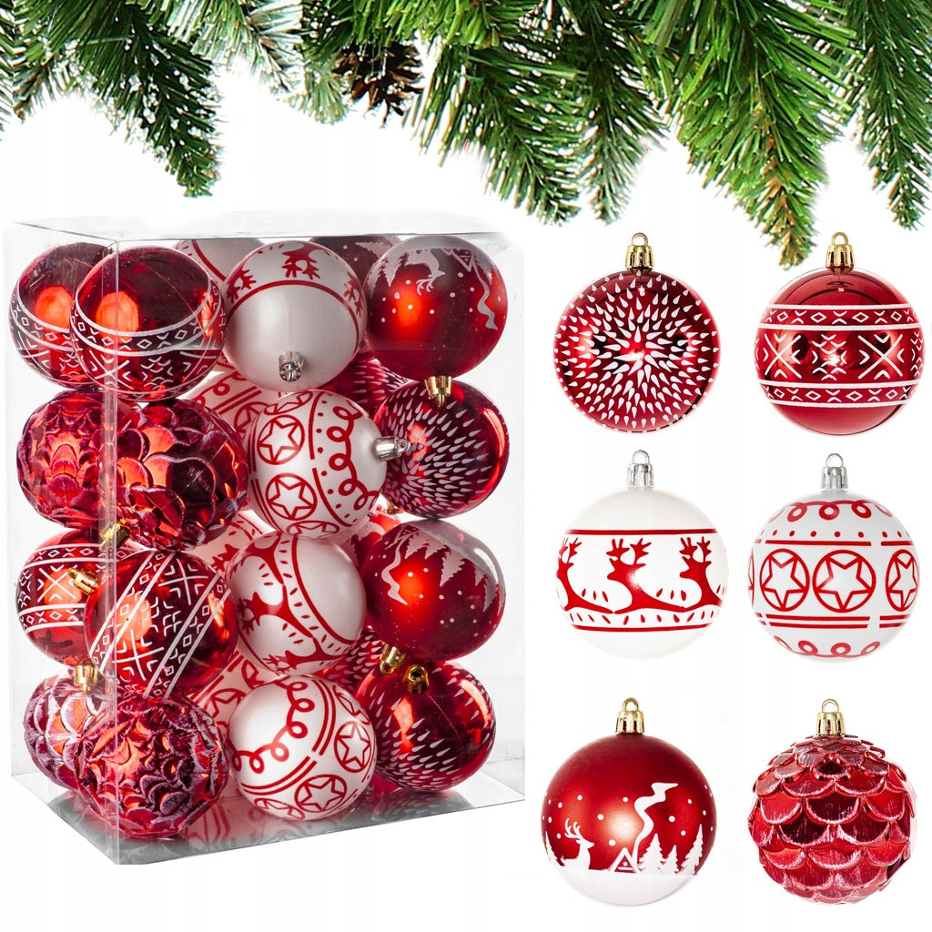 Unbreakable Christmas balls 24 pcs 7cm CHRISTMAS BAUBLES SET