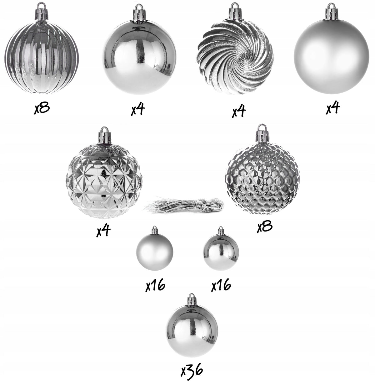 Unbreakable Christmas balls 6/4/2,5 cm 100 pcs SET Manufacturer code Bombki choinkowe plastikowe 100 szt mix