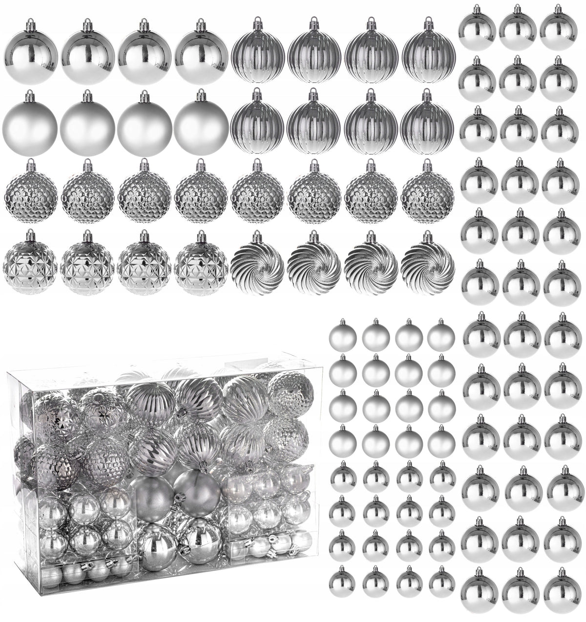 Unbreakable Christmas balls 6/4/2,5 cm 100 pcs SET Packaging status original