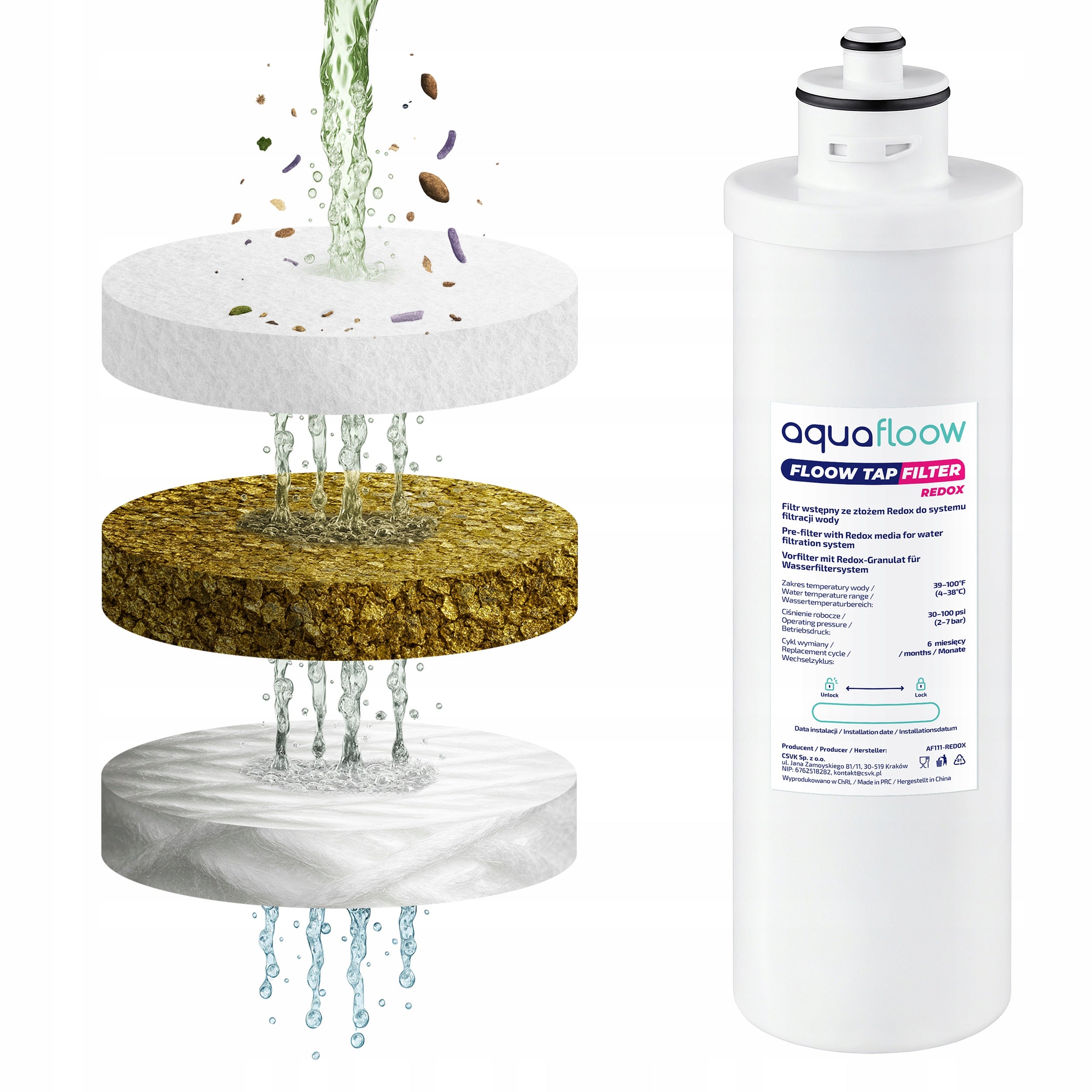 Undersink filter AquaFloow REDOX three-layer filtration installation protection Manufacturer code AF111-REDOX