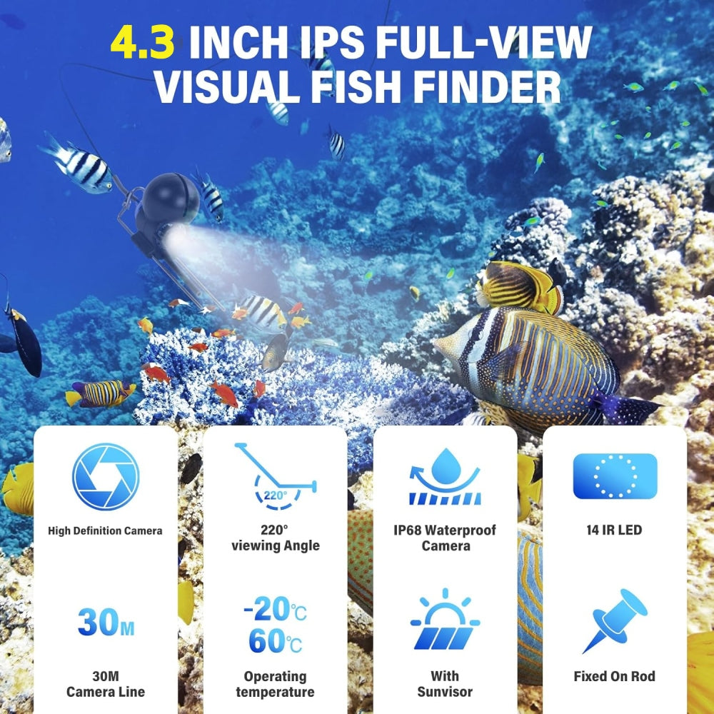 Underwater Fishing Camera, 4.3" LCD, HD Lens, 30m,for Ice,Lake,Boat Fishing Brand no brand