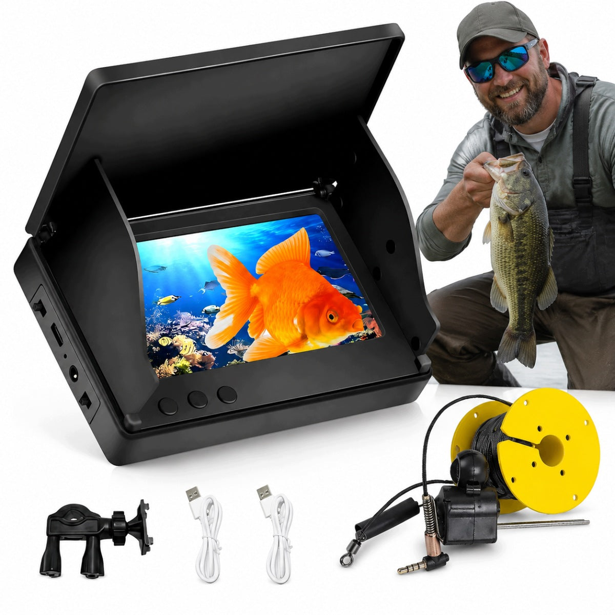 Underwater Fishing Camera 4.3" LCD LED Echo Sounder HD 20m For Fishing