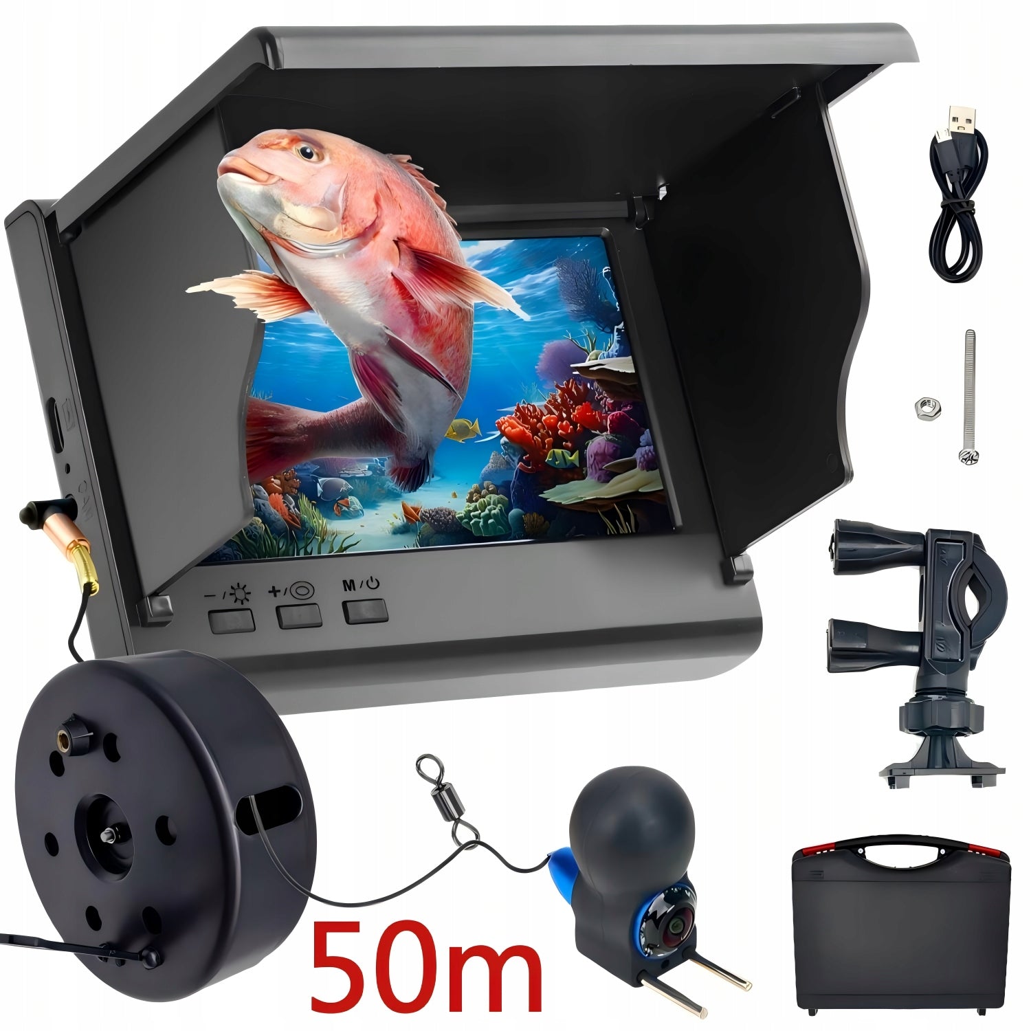 Underwater Fishing Camera 4.3" LCD LED Echo Sounder HD 50m For Fishing Packaging status original