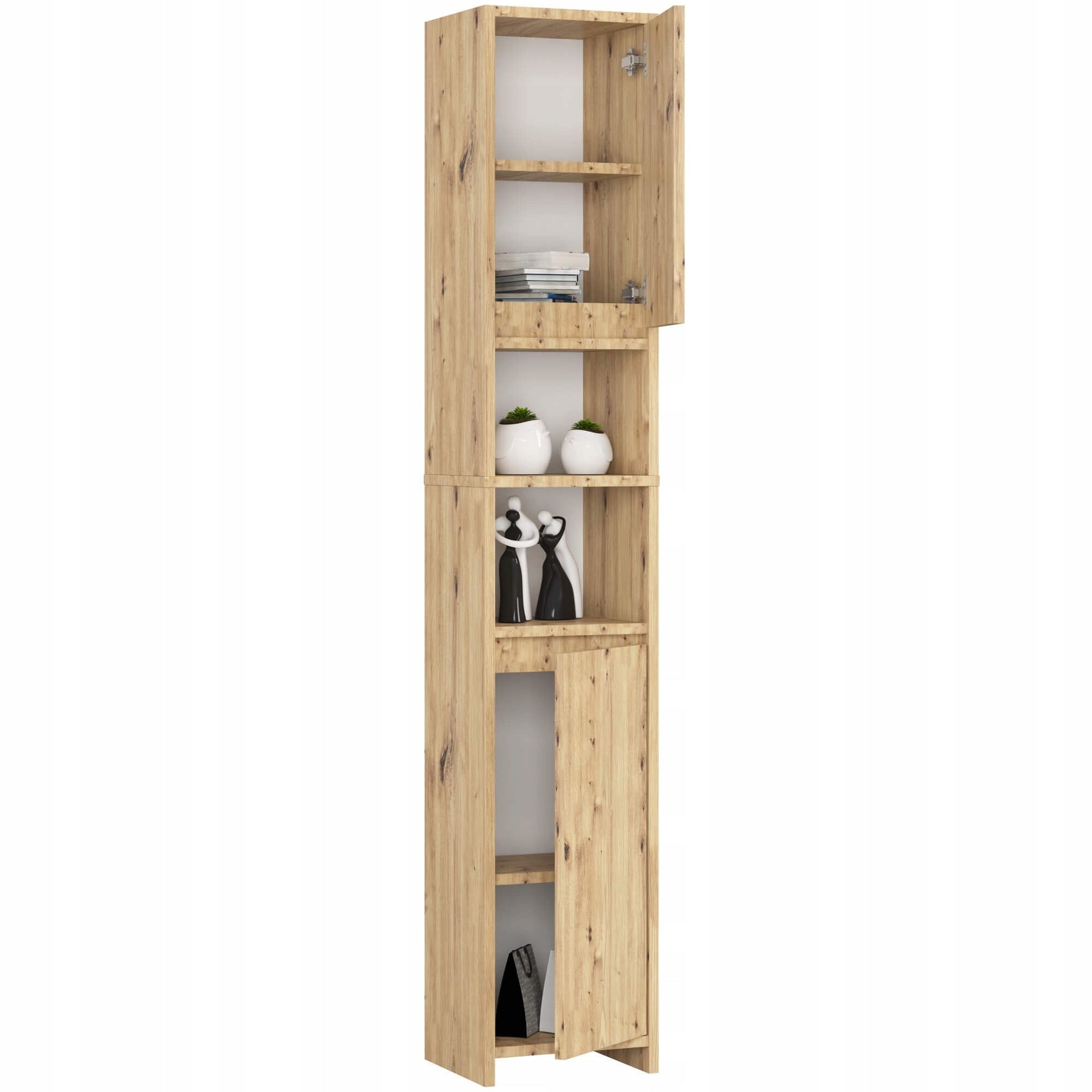 Uni Bathroom Shelving Unit - Artisan Oak - 2 Doors 2 Cavities Furniture color artisan oak