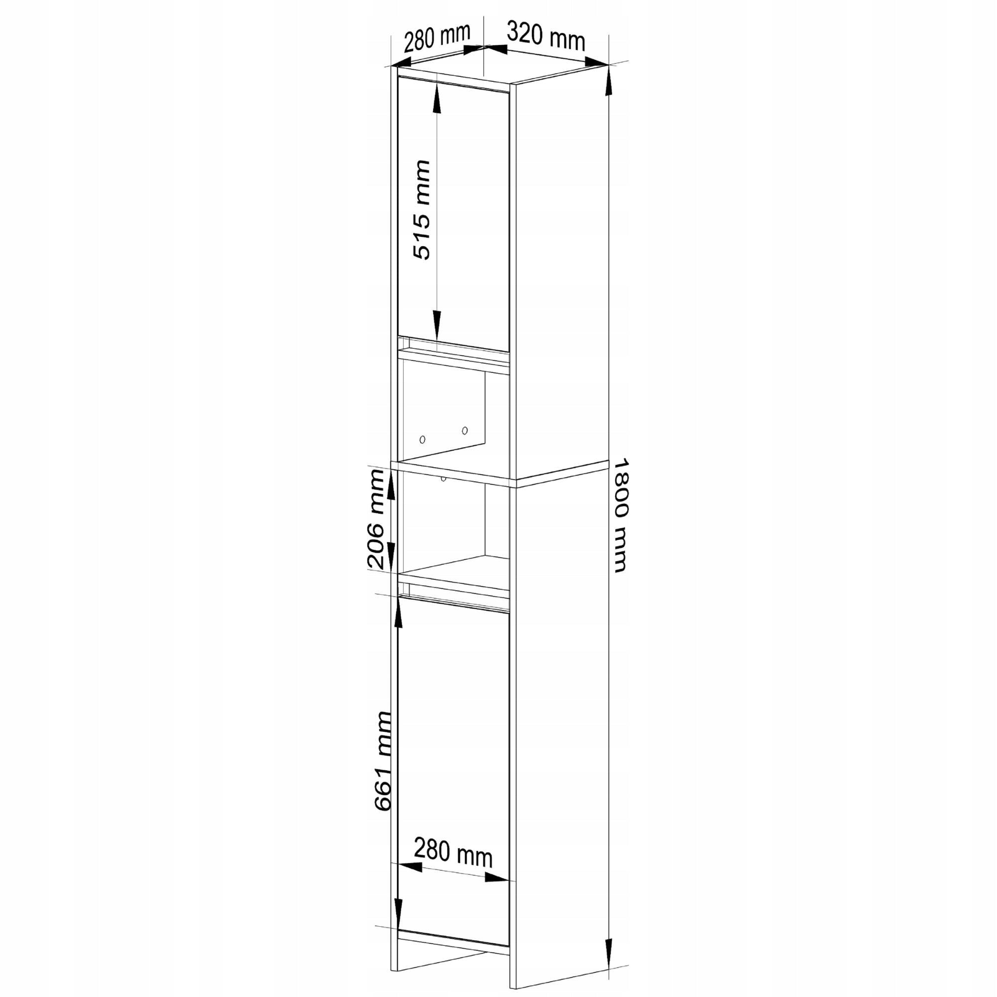 Uni Bathroom Shelving Unit - Artisan Oak - 2 Doors 2 Cavities Furniture depth 28 cm