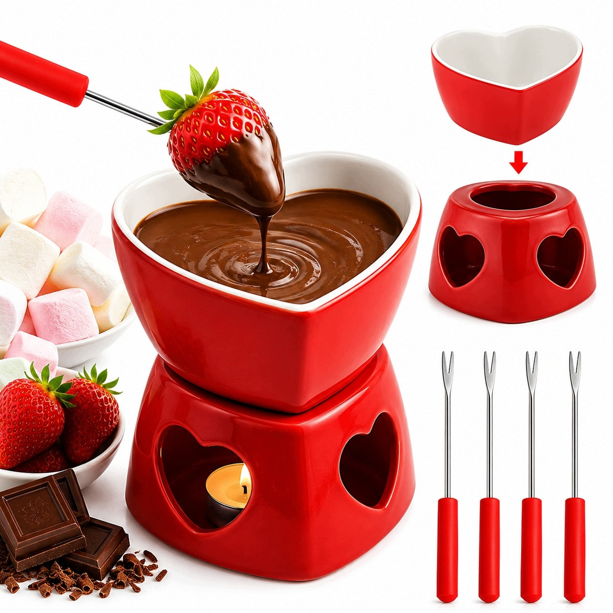Unique Valentine's Day Date Gift for Her Luxury Fundue Set