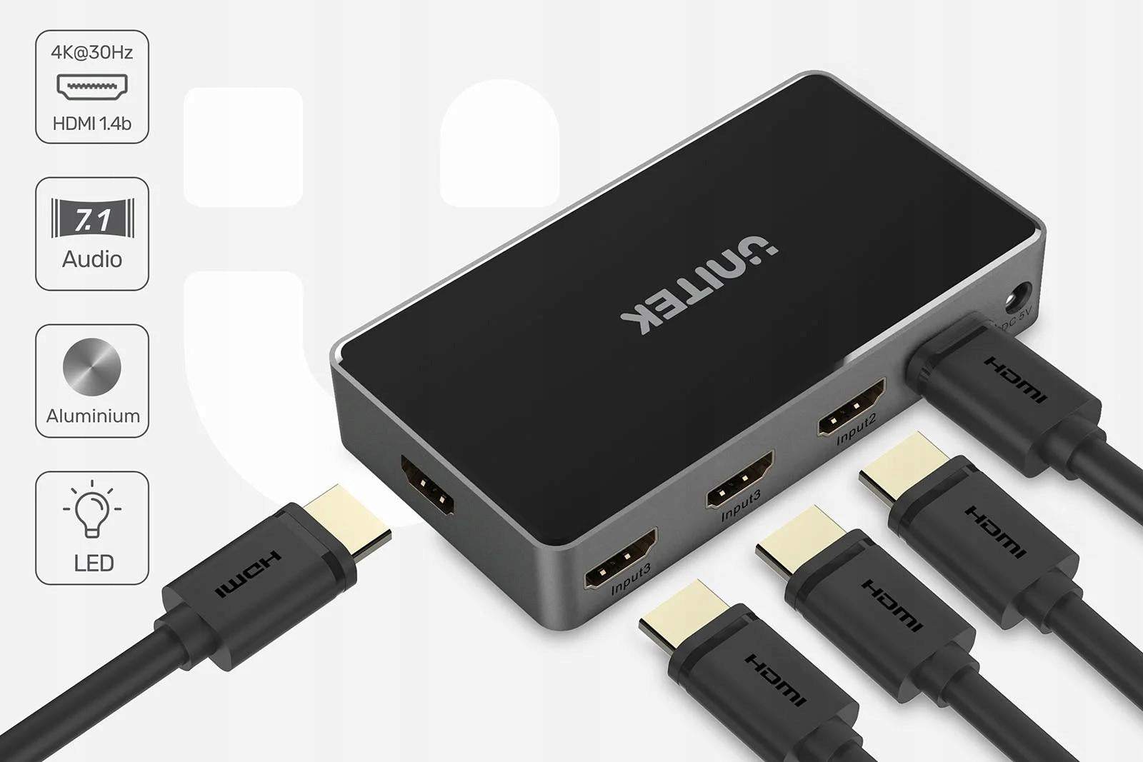 Unitek HDMI 1.4b 5 IN-1 OUT 4K Signal Switch Packaging status original
