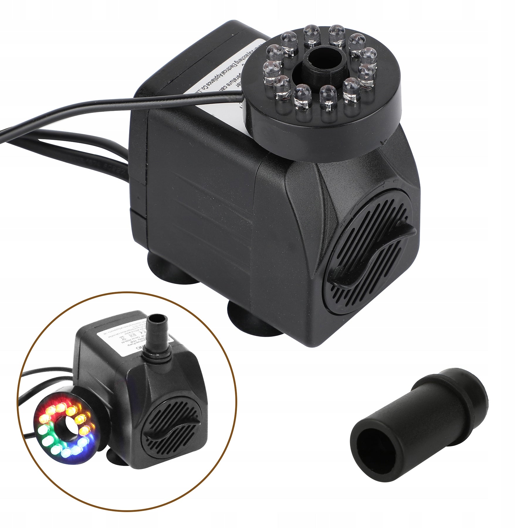 Universal Pump Adjustable For Pond Fountain with 12LED 800 L/H 16W Manufacturer code Pompa Obiegowa