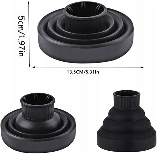 Universal Silicone Folding Diffuser for Dryers Black Brand Vanco