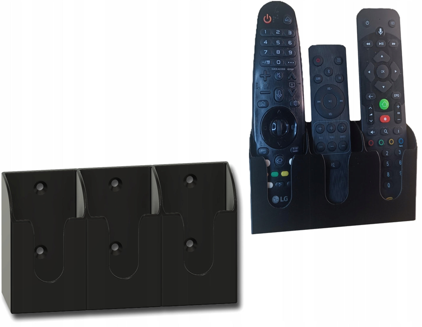Universal Triple Wall Hanger Holder for Remote Control Black Grey White