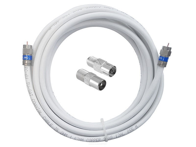 Universal cable length 10,0m terminated with F plug + antenna tips