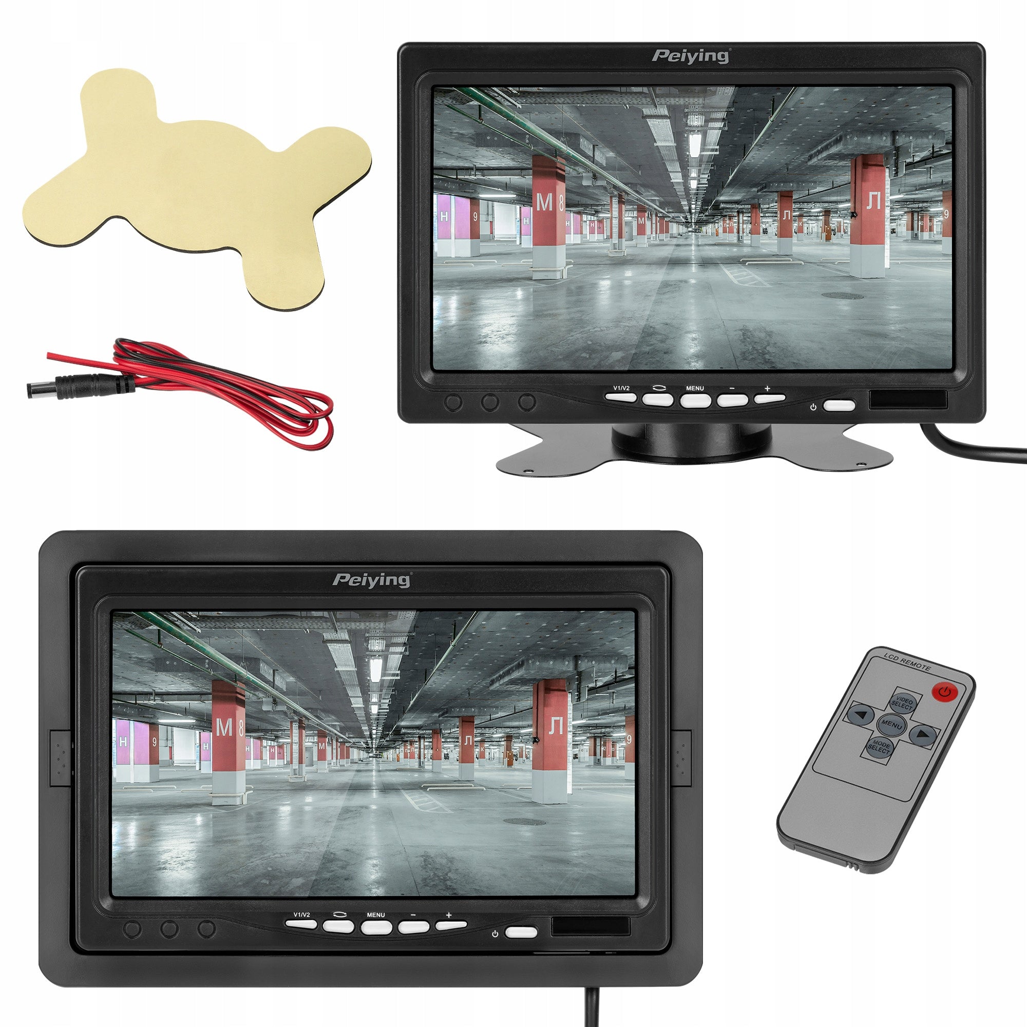 Universal car monitor Peiying 7" 16:9 color 2 channels