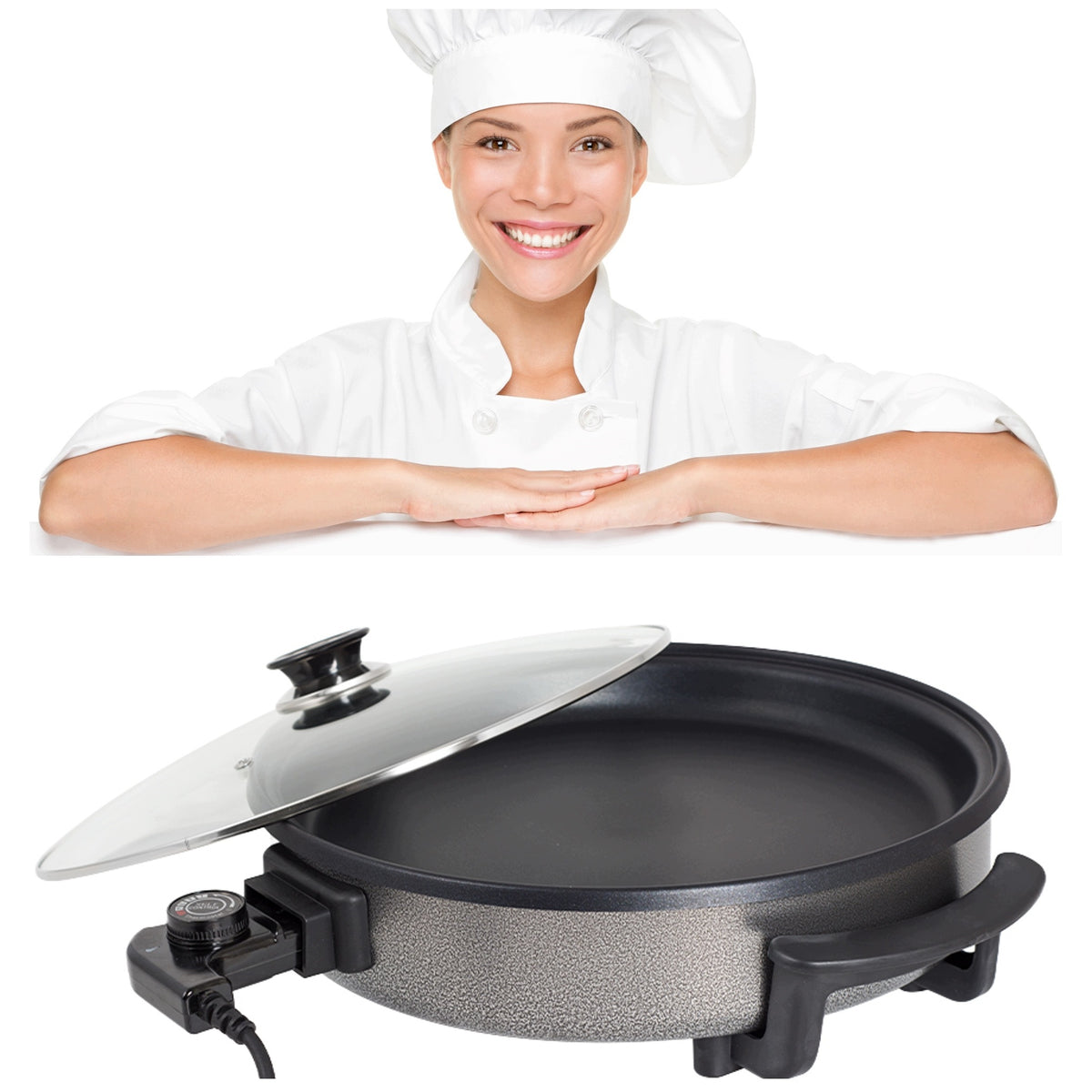 Universal electric frying pan for frying, PIZZA GRILL 36CM 1500W Packaging status original