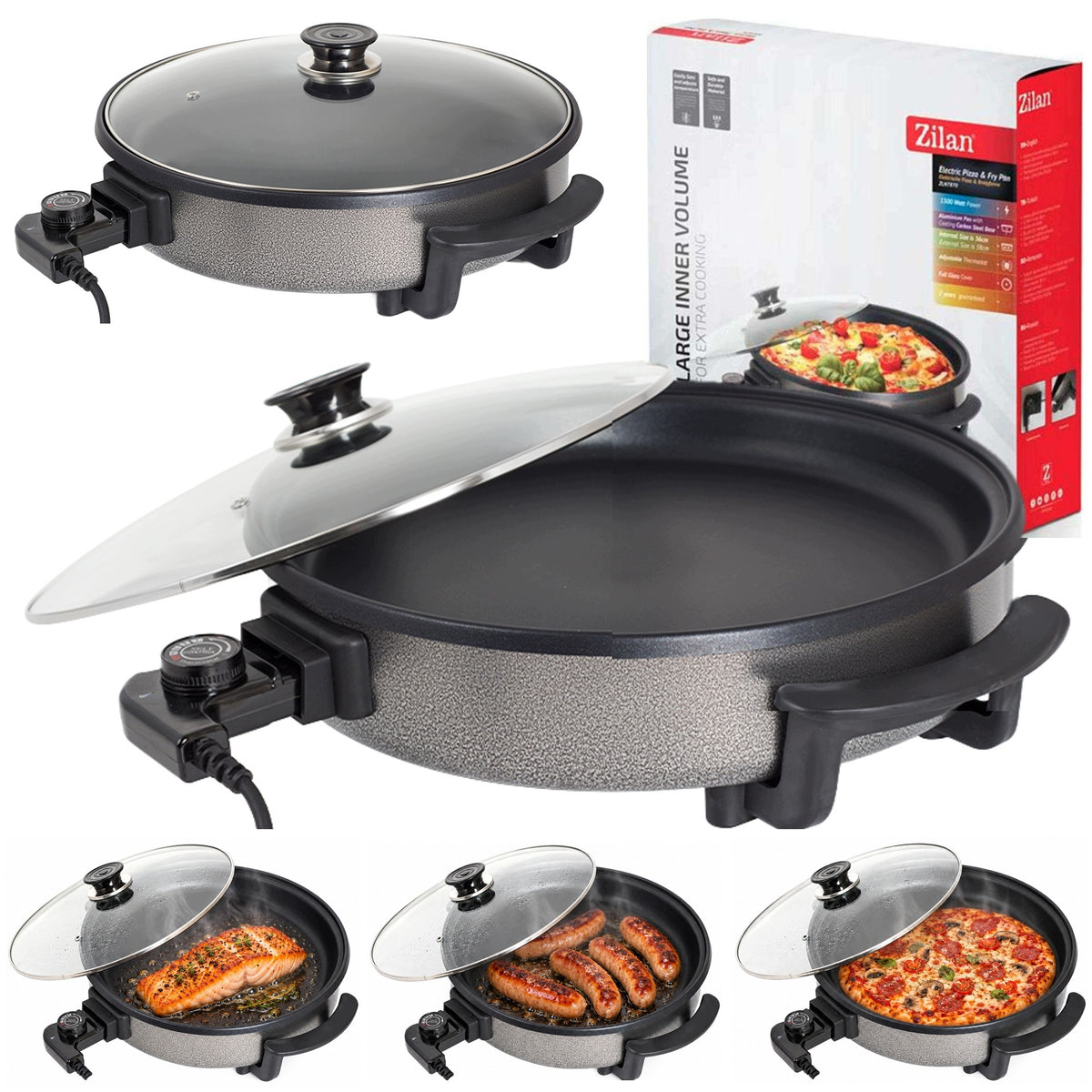 Universal electric frying pan for frying, PIZZA GRILL 36CM 1500W