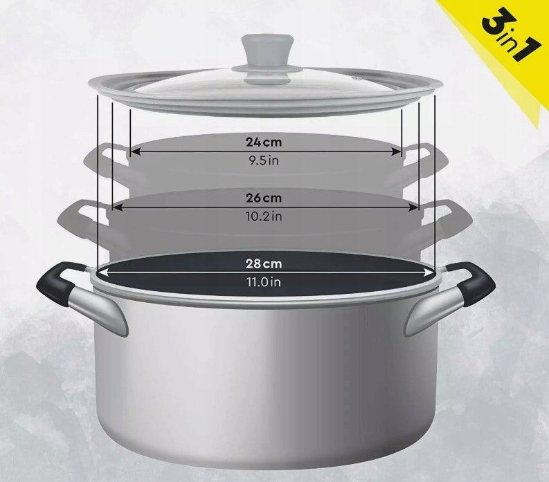 Universal glass lid 24/26/28 cm with silicone rim and valve Manufacturer code 0434