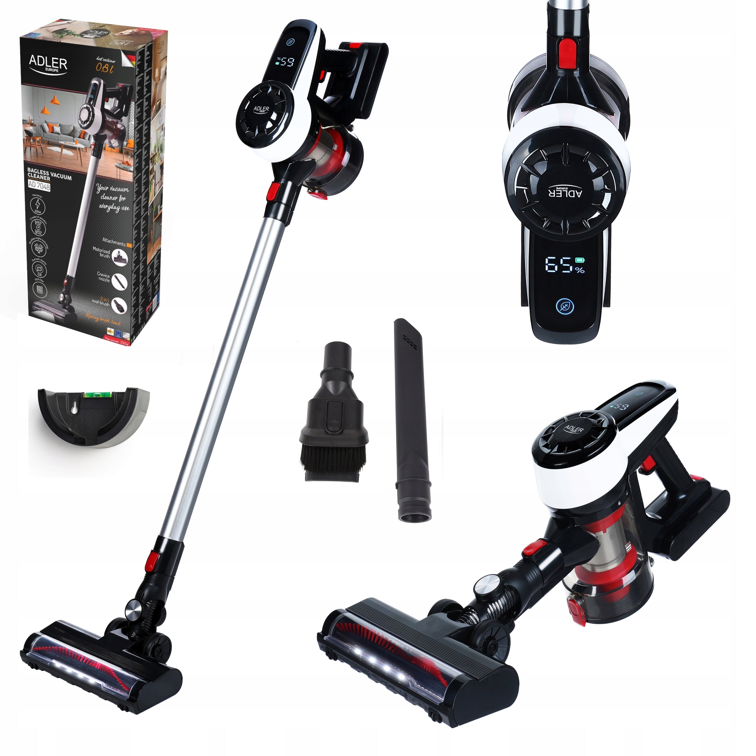 Upright Vacuum Cleaner ADLER AD 7048 Wireless Handheld Bagless Cyclone