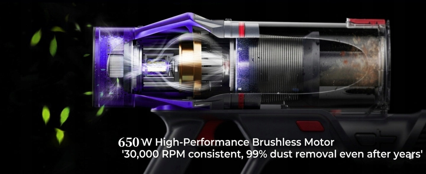 Upright vacuum cleaner Blossom V20 650W 55000PA yellow/gold Power supply rechargeable battery