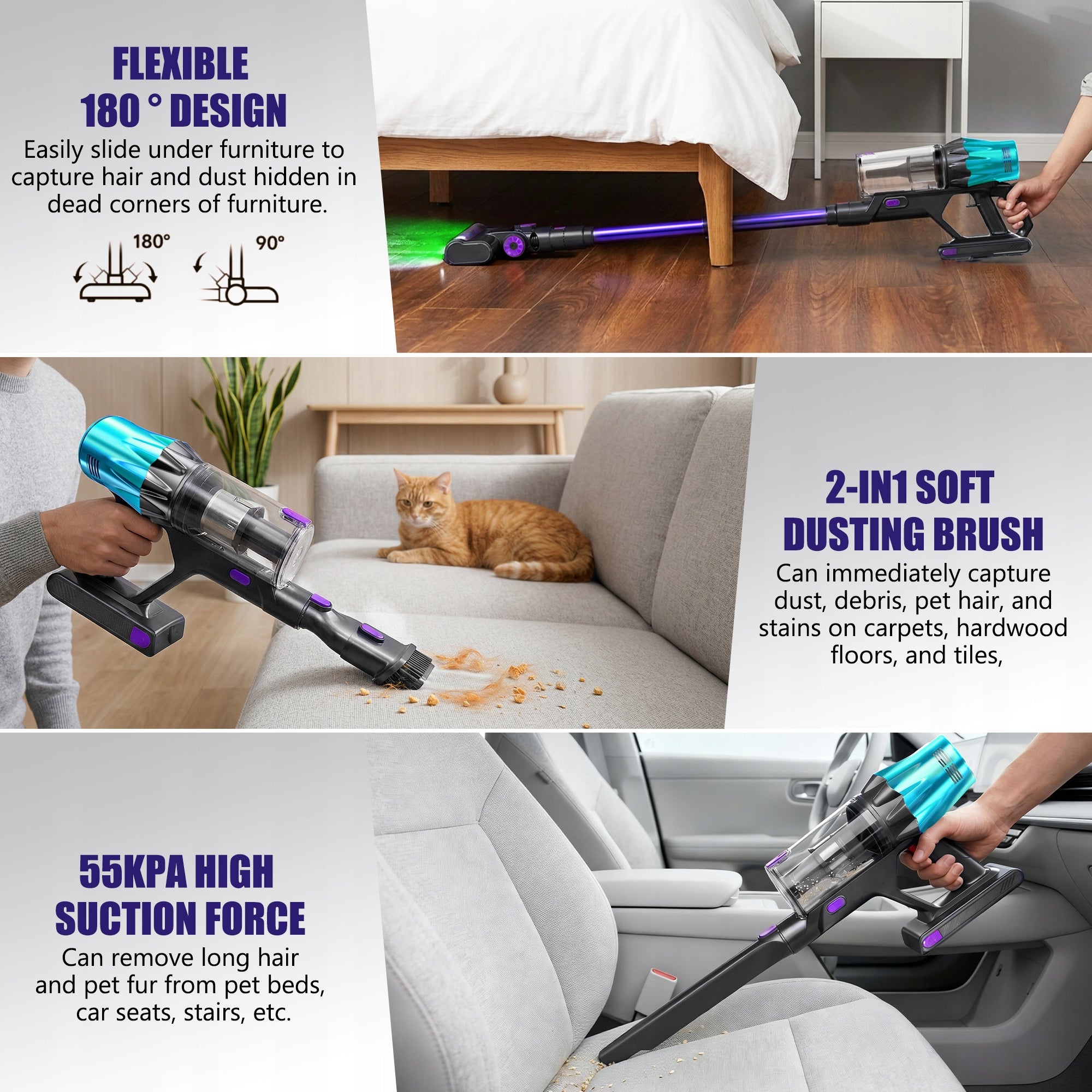 Upright vacuum cleaner Blossom V20 650W 55000PA yellow/gold Wet mode no
