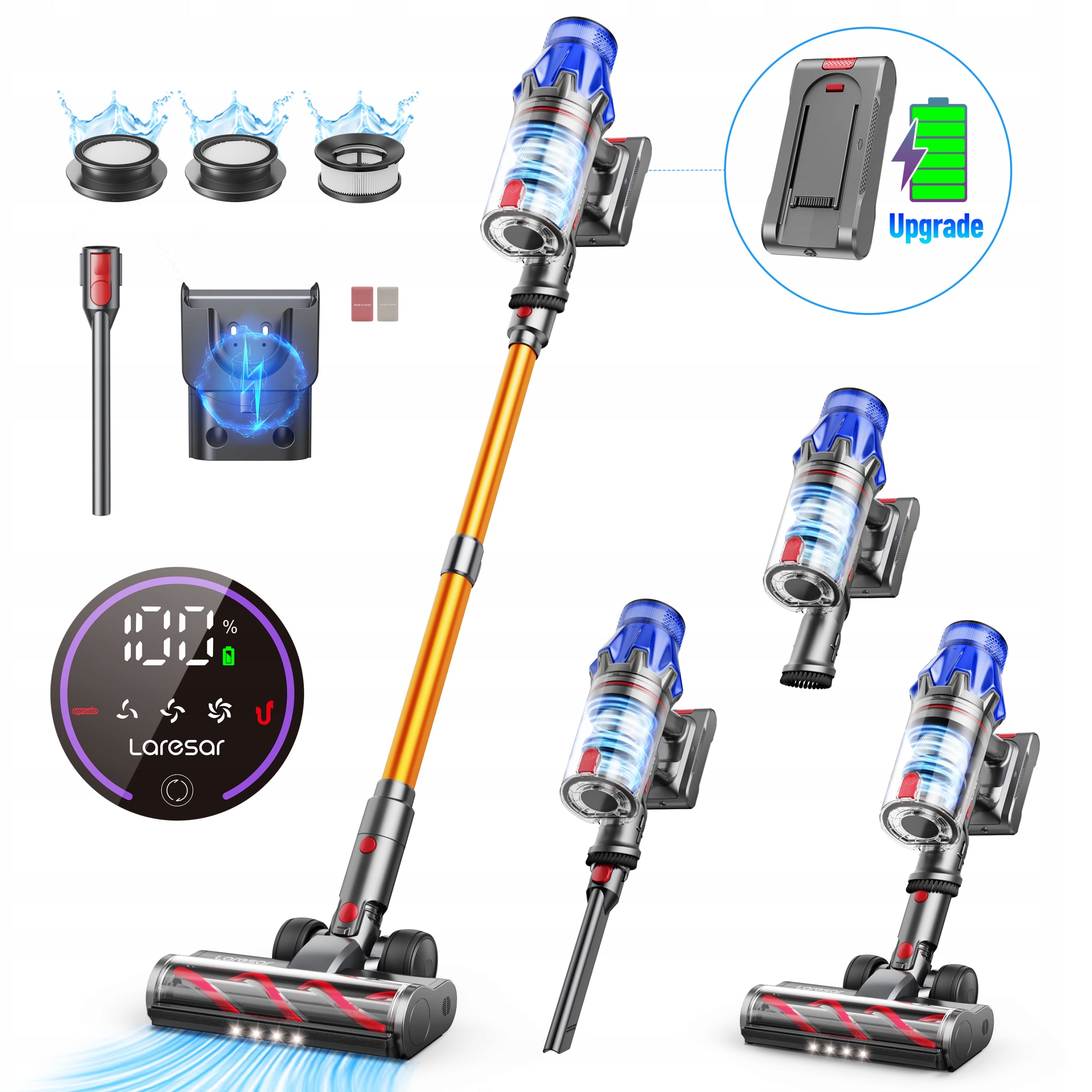 Upright vacuum cleaner Laresar V7S yellow/gold