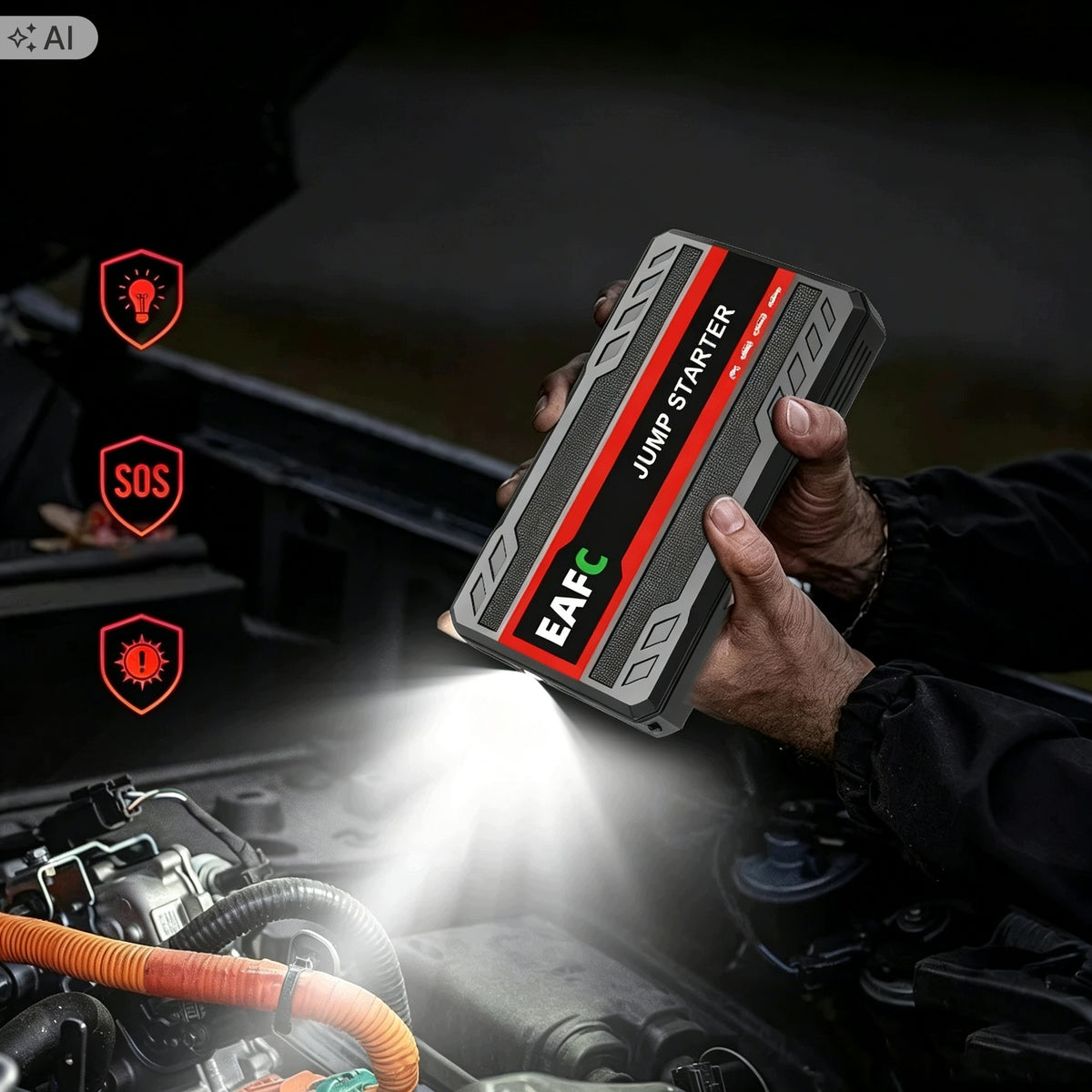 Urządzenie rozruchowe mocny 600A 12V z latarką LED i ochroną bezpieczeństwa Manufacturer code JC05 Emergency Jump Starter