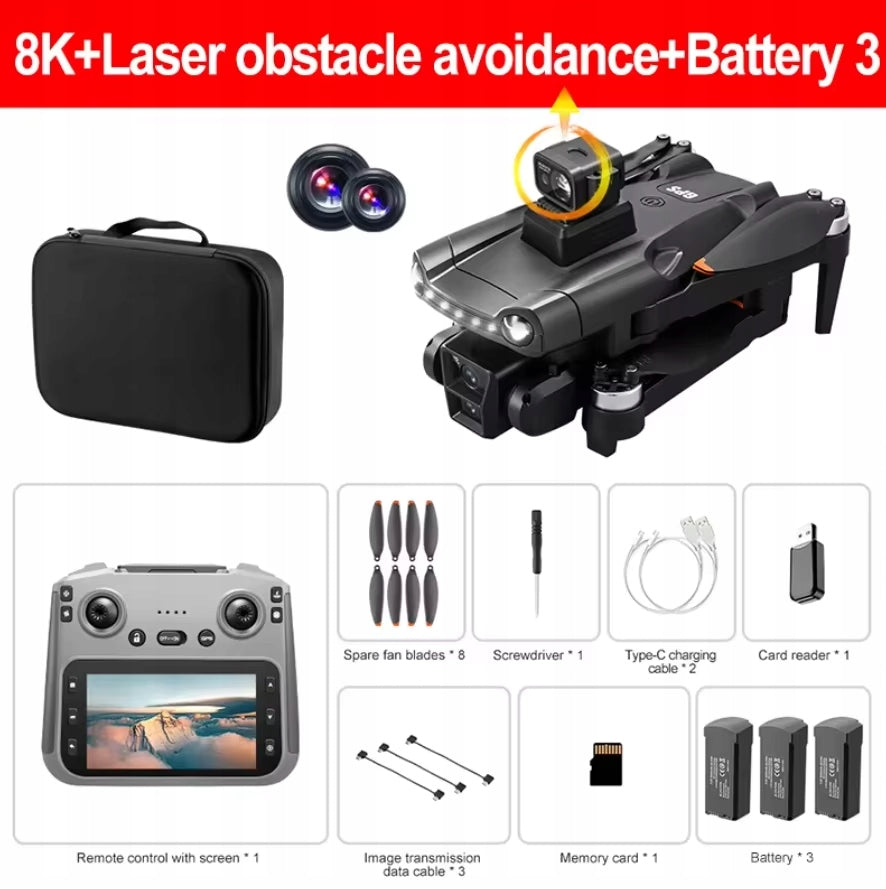 V198MAX Drone 4K WiFi Foldable RC Quadcopter Obstacle Avoidance 3 Batteries Manufacturer code Dron V198 MAX 8K GPS Laser