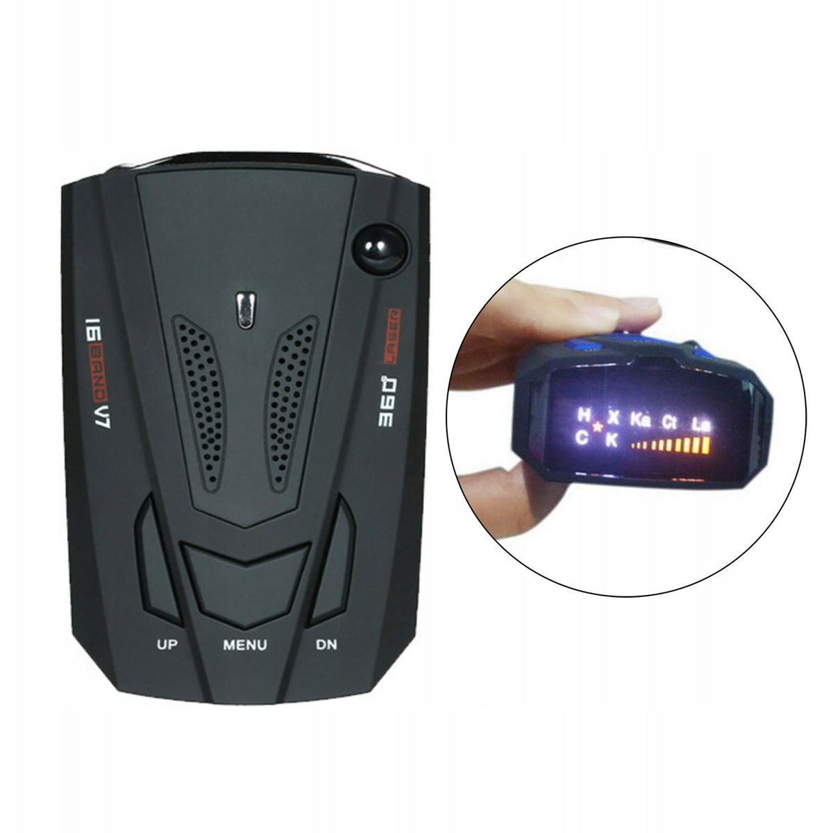 V7 Radar Speed Detector 16 Band Car Mobile Radar Speedometer Security Black
