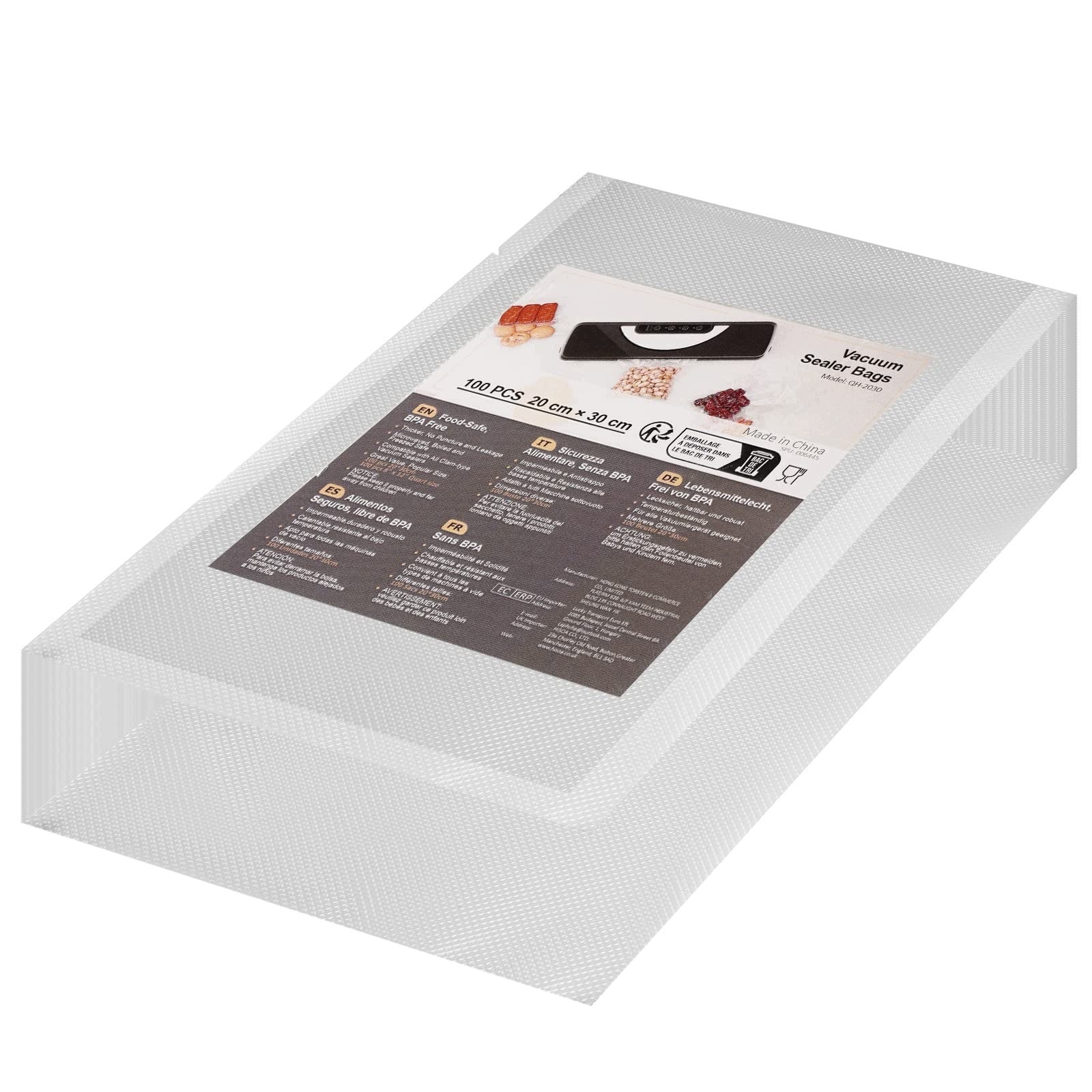 VACUUM BAG VACUUM FILM IN ROLL 20X30CM 100 BAGS PROFESSIONAL