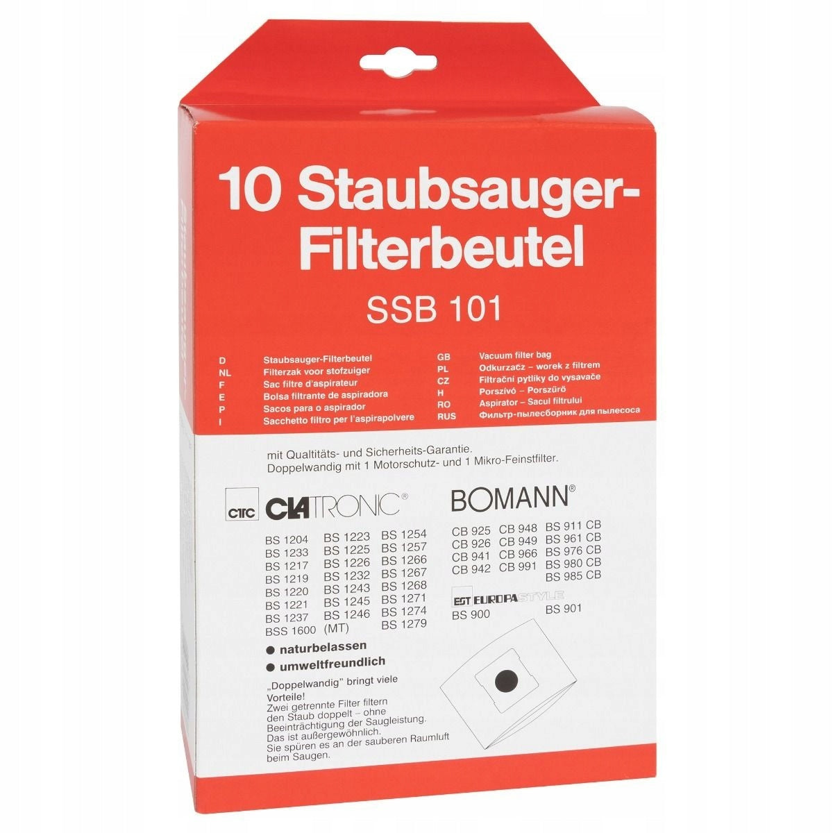 VACUUM CLEANER BAGS BS CLATRONIC, CB BOMANN, PROFI Packaging status original