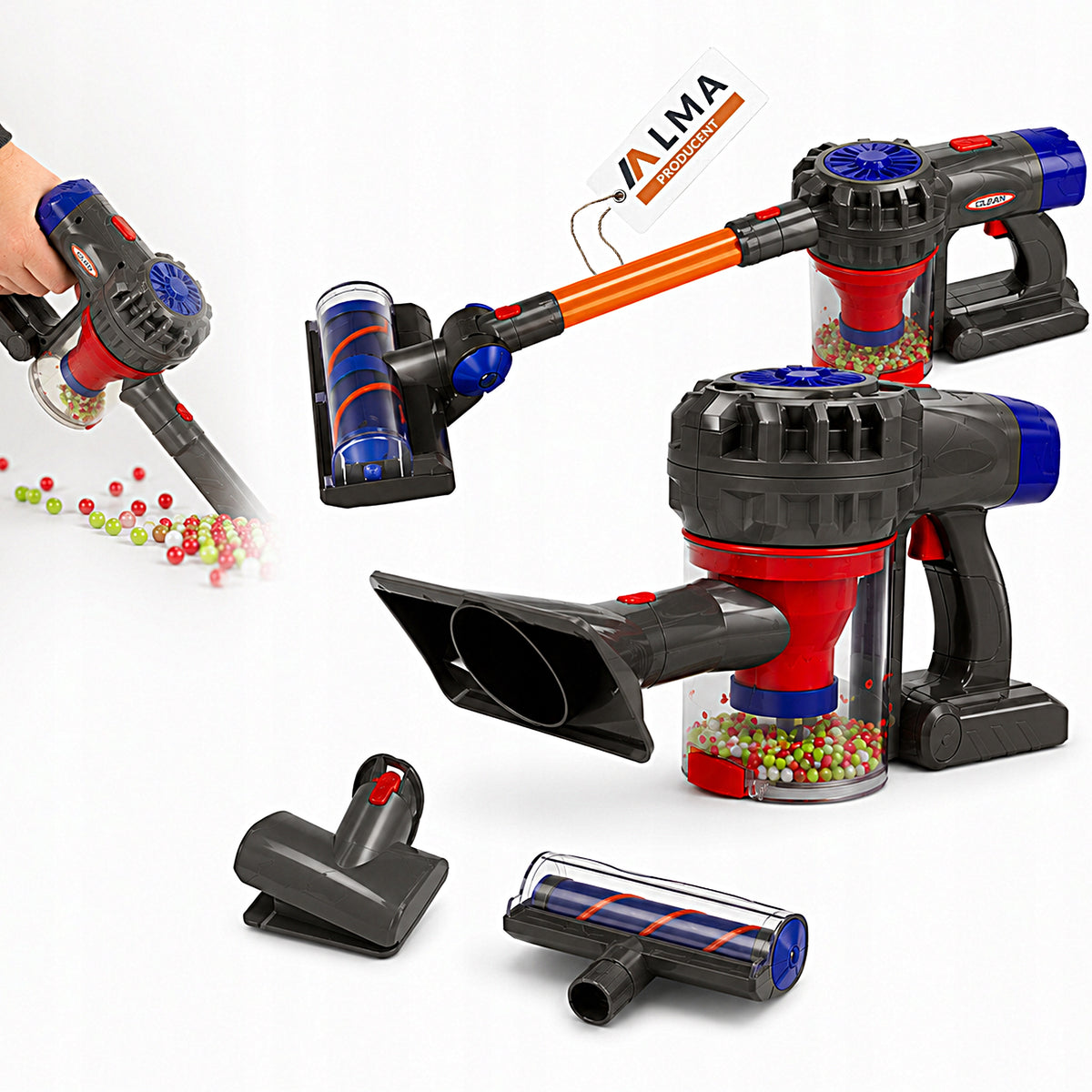VACUUM CLEANER CHILDREN'S TOY VERTICAL MANUAL WITH FUNCTION SUCTION FUNCTION 3IN1