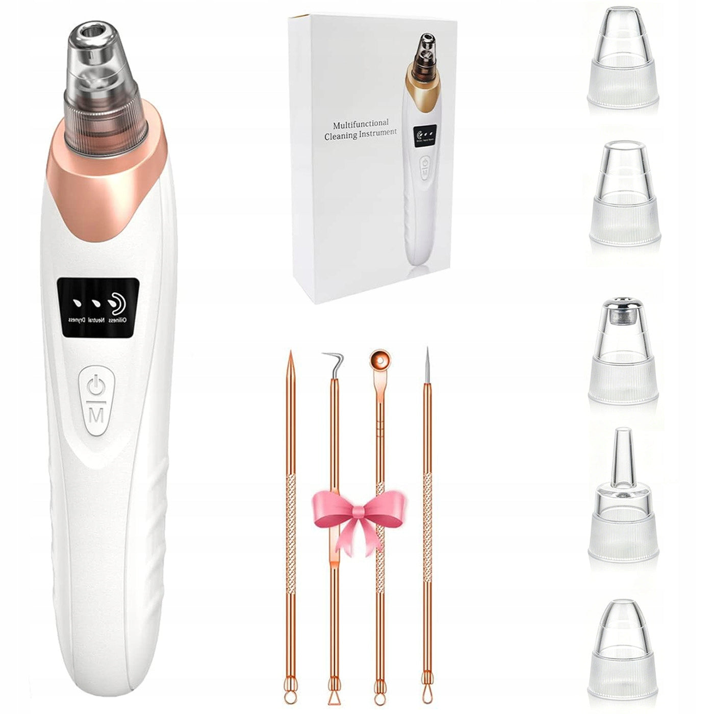 VACUUM CLEANER FOR BLACKHEADS AND PORES OF THE SKIN – MICRODERMABRASION, 5 TIPS, 3 LEVELS