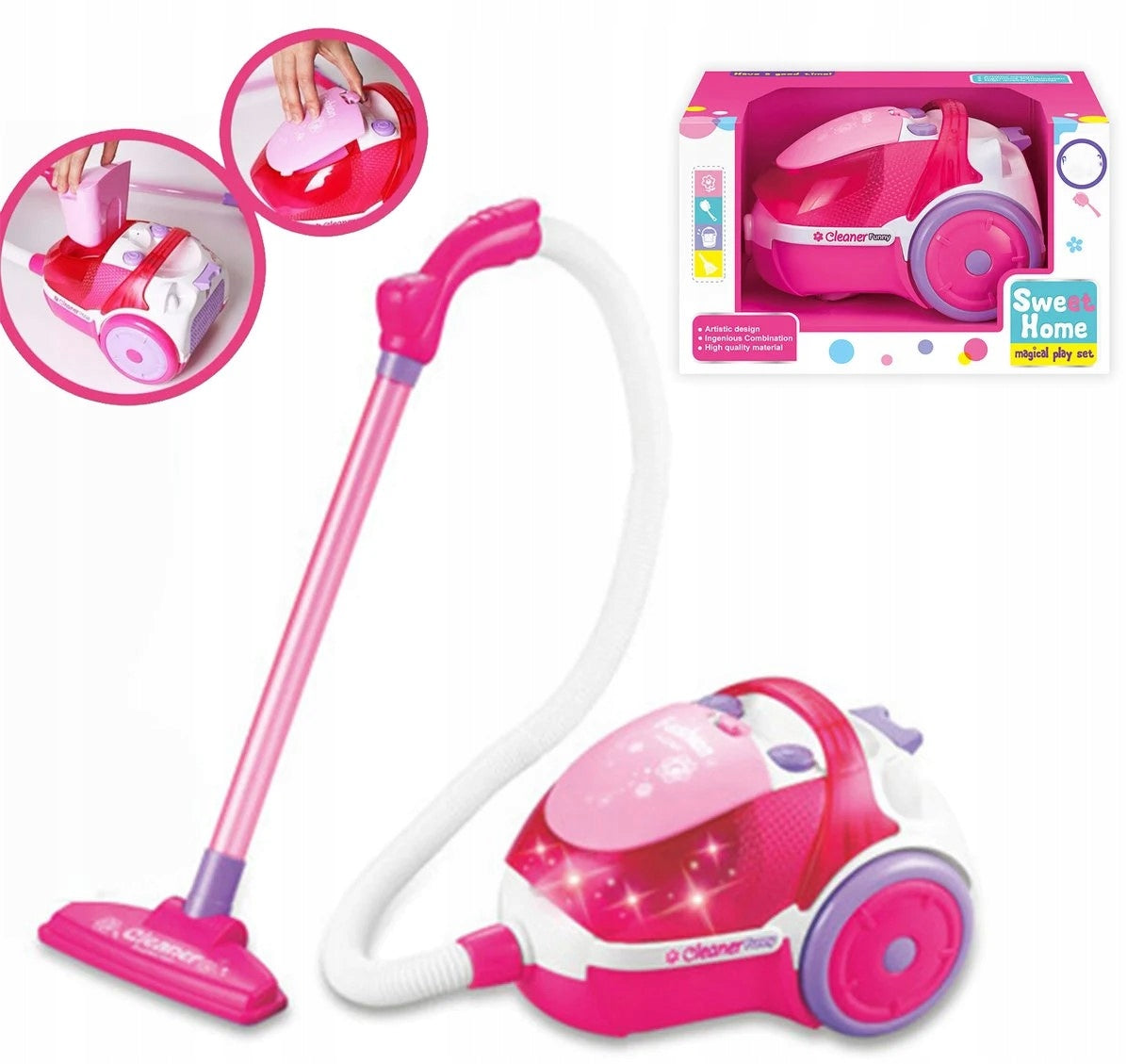 VACUUM CLEANER FOR CHILDREN SUCTION FUNCTION WITH SOUND ON BATTERIES 3YEARS+ Packaging status original