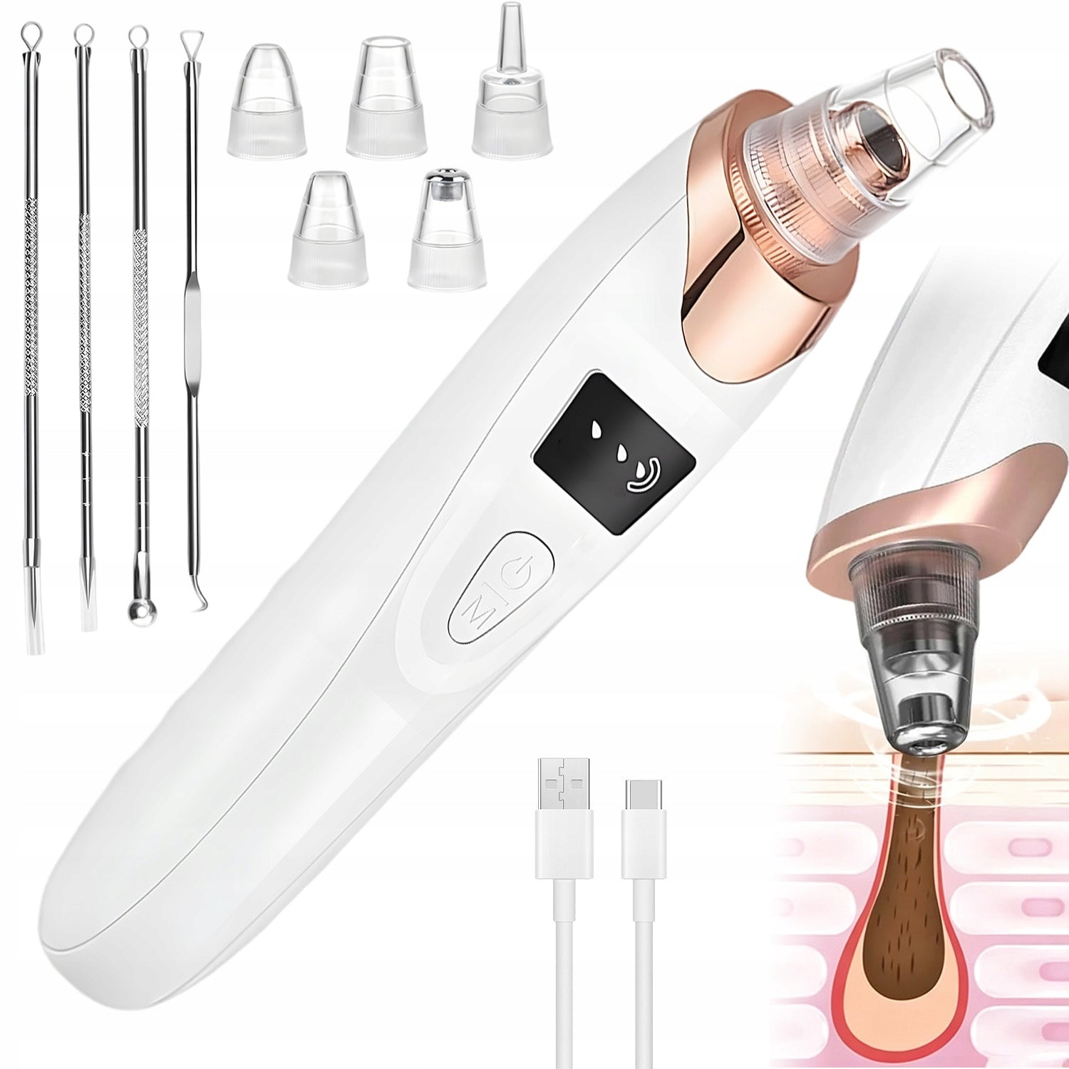 VACUUM CLEANER FOR REMOVING BLACKHEADS PIMPLES 5in1 MICRODERMABRASION