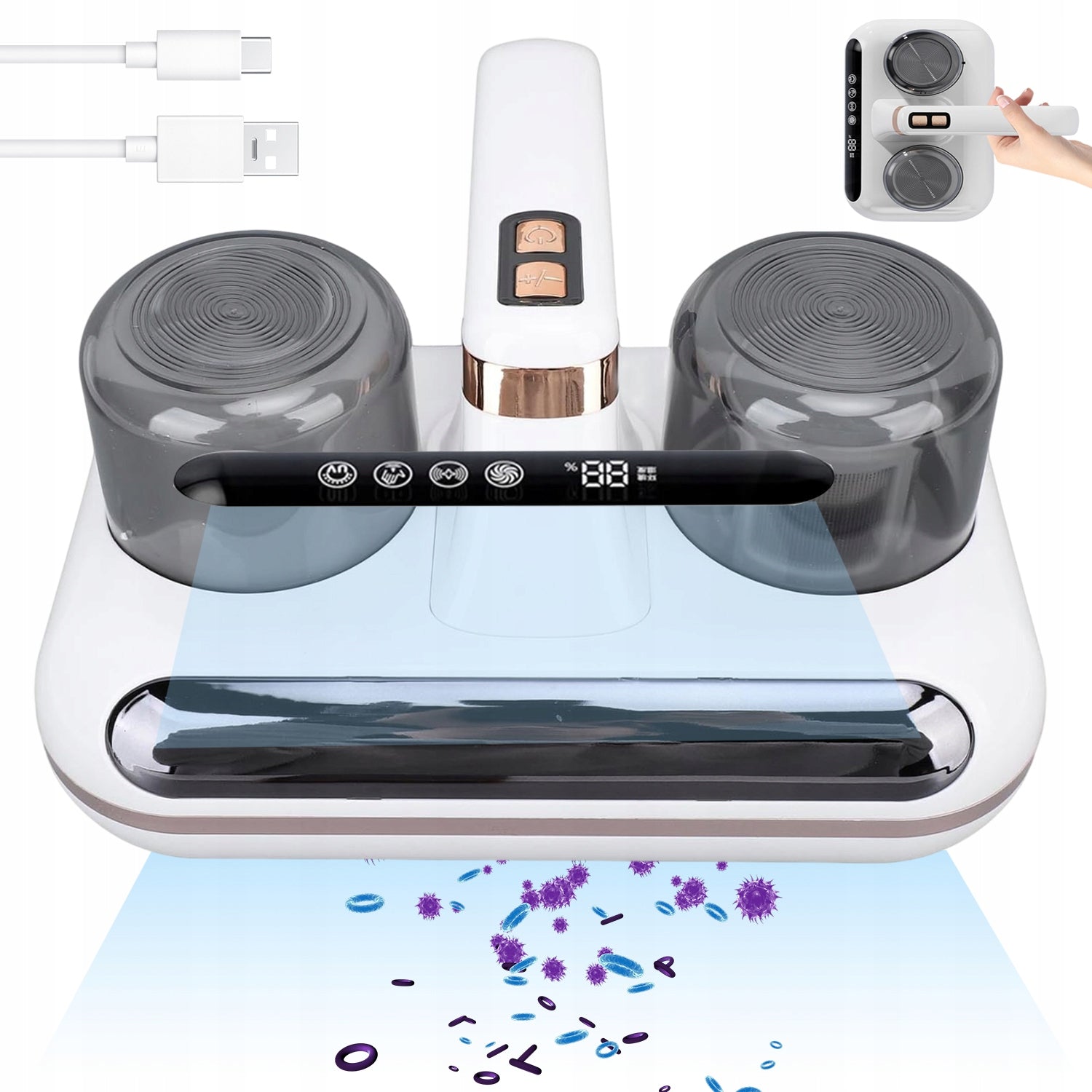 VACUUM CLEANER FOR REMOVING UV MITES ANTIBACTERIAL 100W 10000PA FOR ALLERGY SUFFERERS