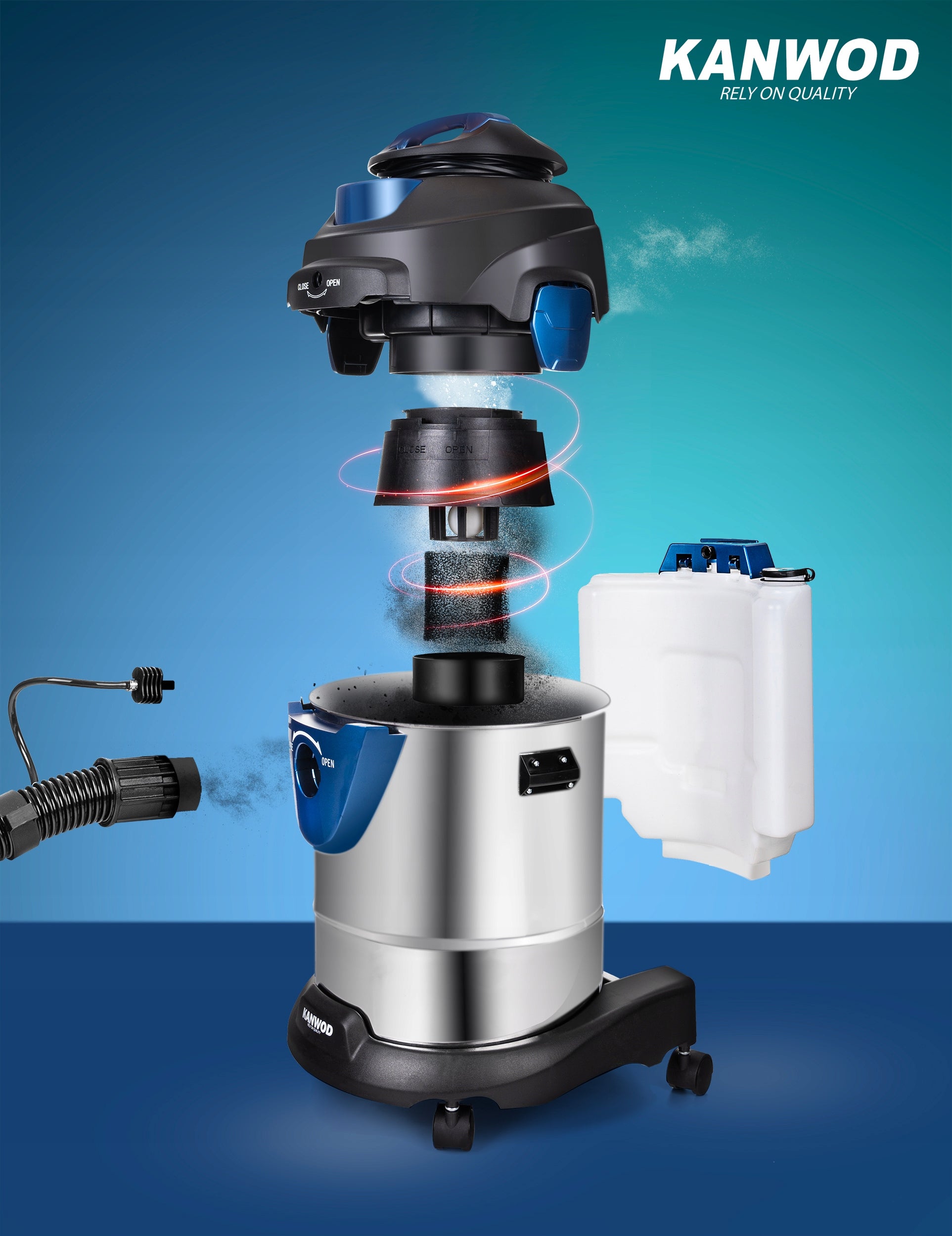 VACUUM CLEANER FOR WASHING CARPET UPHOLSTERY DRY WET SET KANWOD XXL Packaging status original