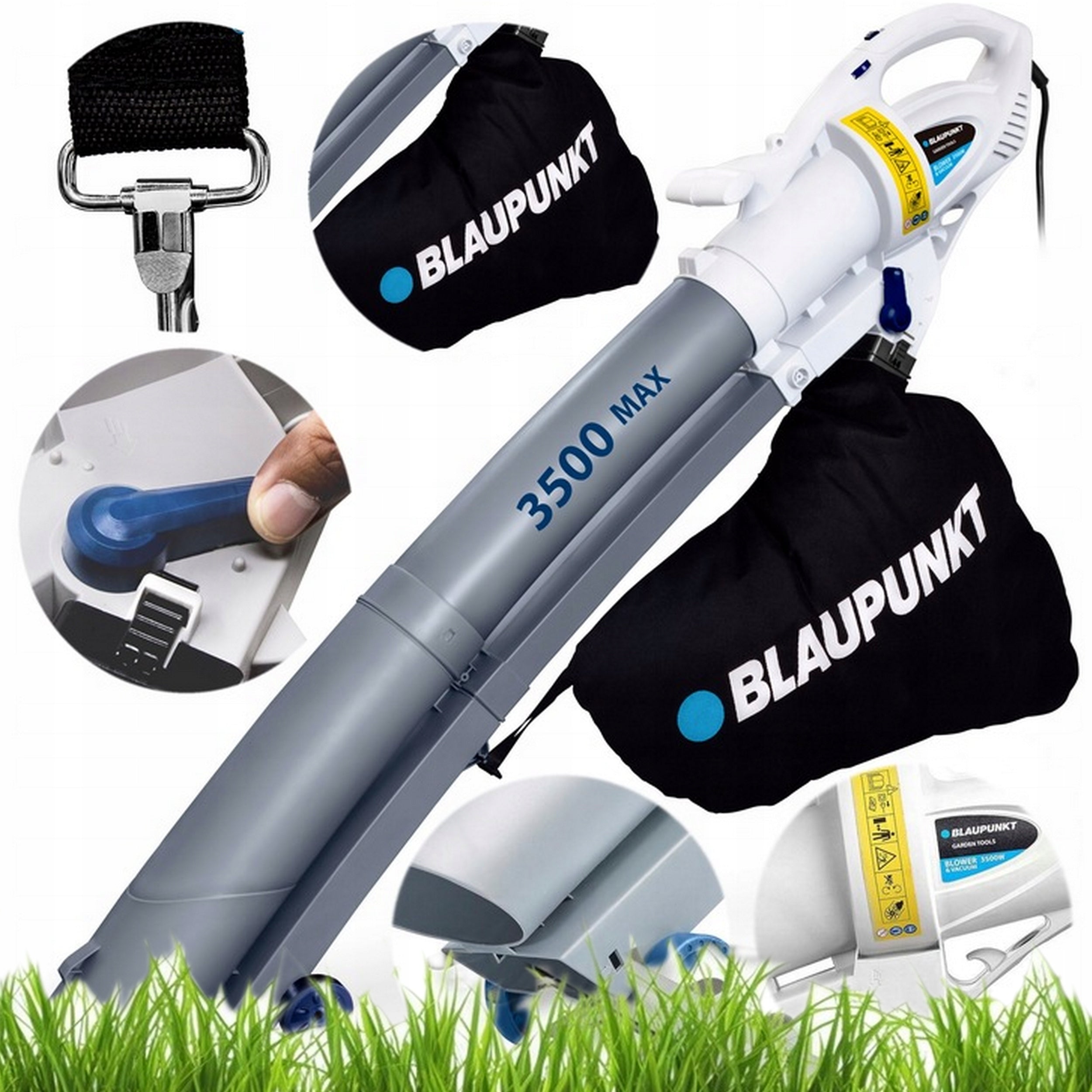 VACUUM CLEANER LEAF BLOWER BLAUPUNKT ADJUSTMENT 45L 3IN1 SHREDDER 3500W