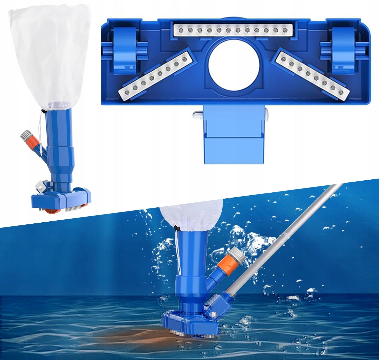 VACUUM CLEANER POOL BRUSH CLEANING BOTTOM WALLS BESTWAY INTEX SET 6IN1 Packaging status original