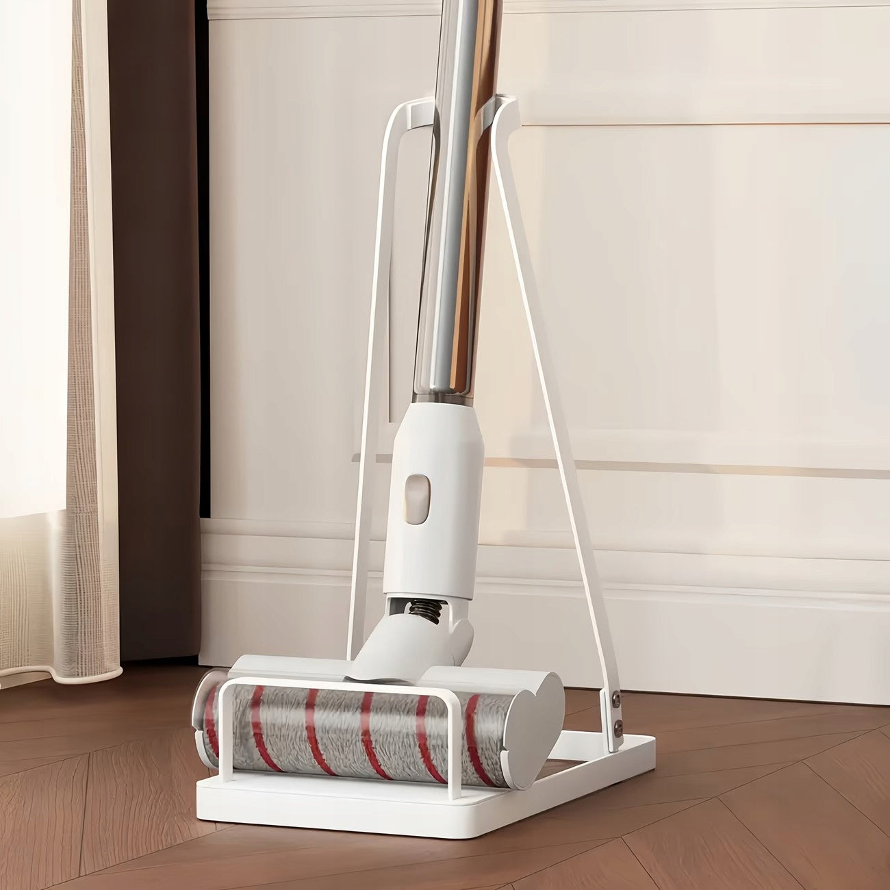 VACUUM CLEANER STAND WITHOUT DRILLING METAL WHITE PROTECTIVE MAT INCLUDED Packaging status original