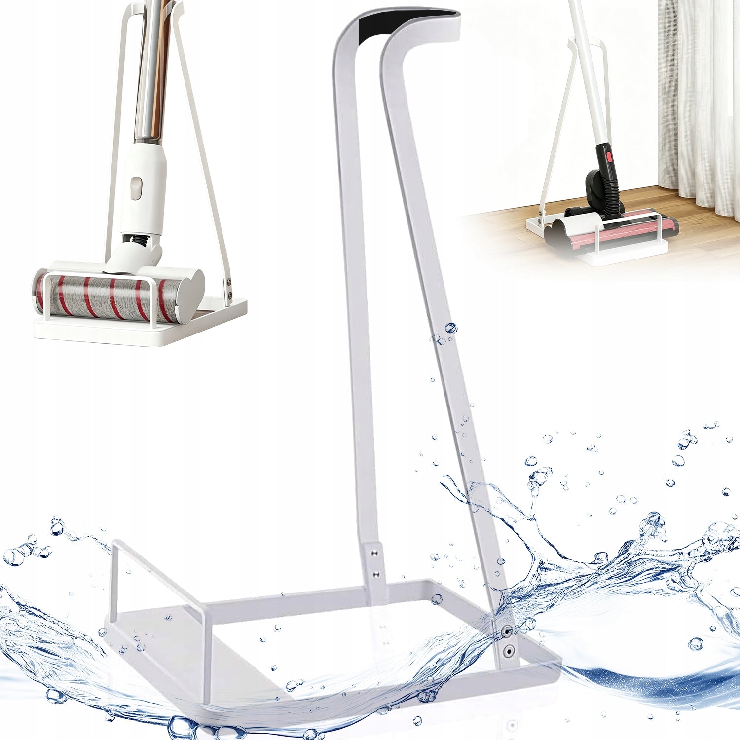 VACUUM CLEANER STAND WITHOUT DRILLING METAL WHITE PROTECTIVE MAT INCLUDED