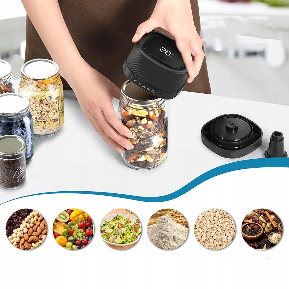 VACUUM CLOSING JAR MACHINE WITH 2 JARS AND ACCESSORIES Dominant color black
